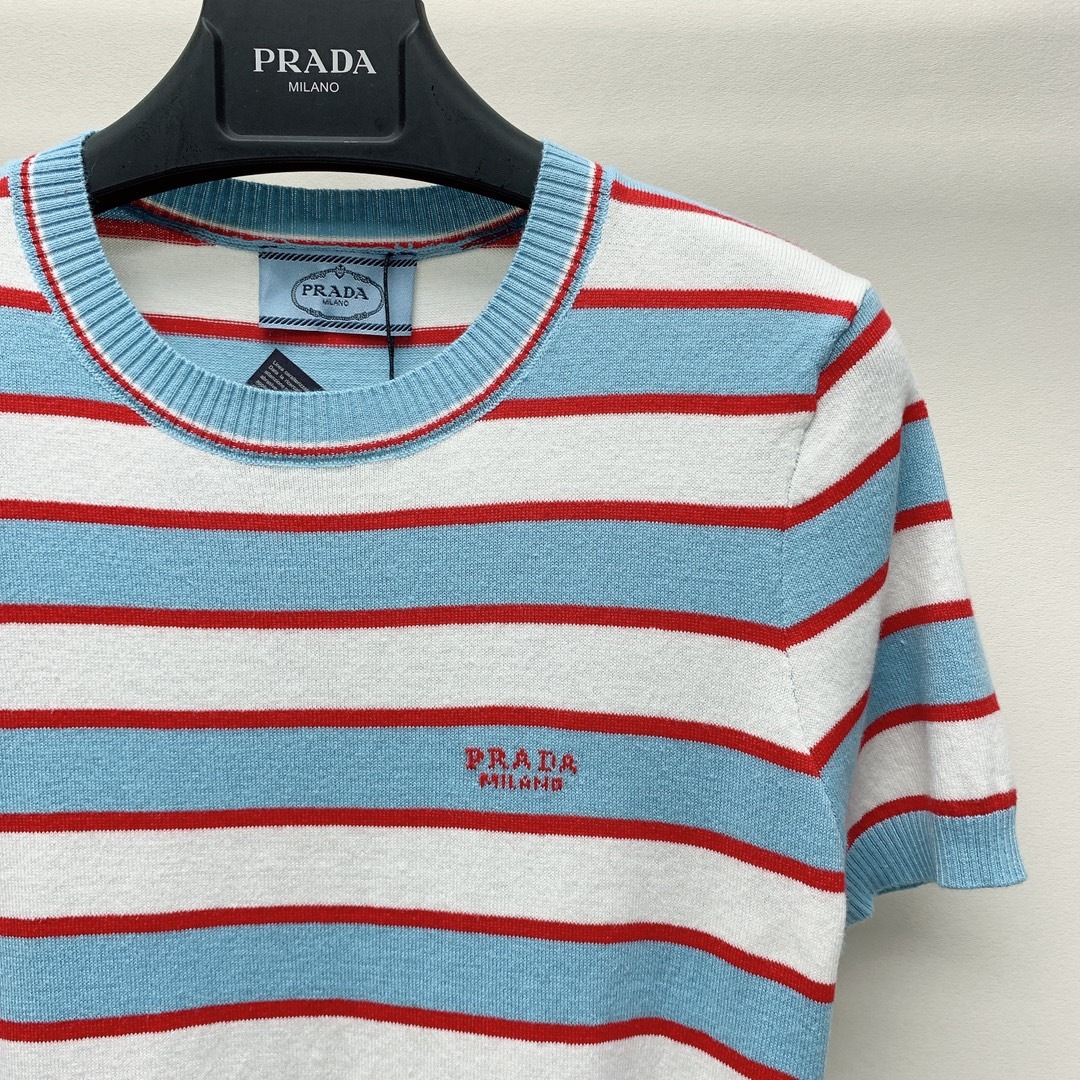 Prada ストライプ コットン クルーネックセーター