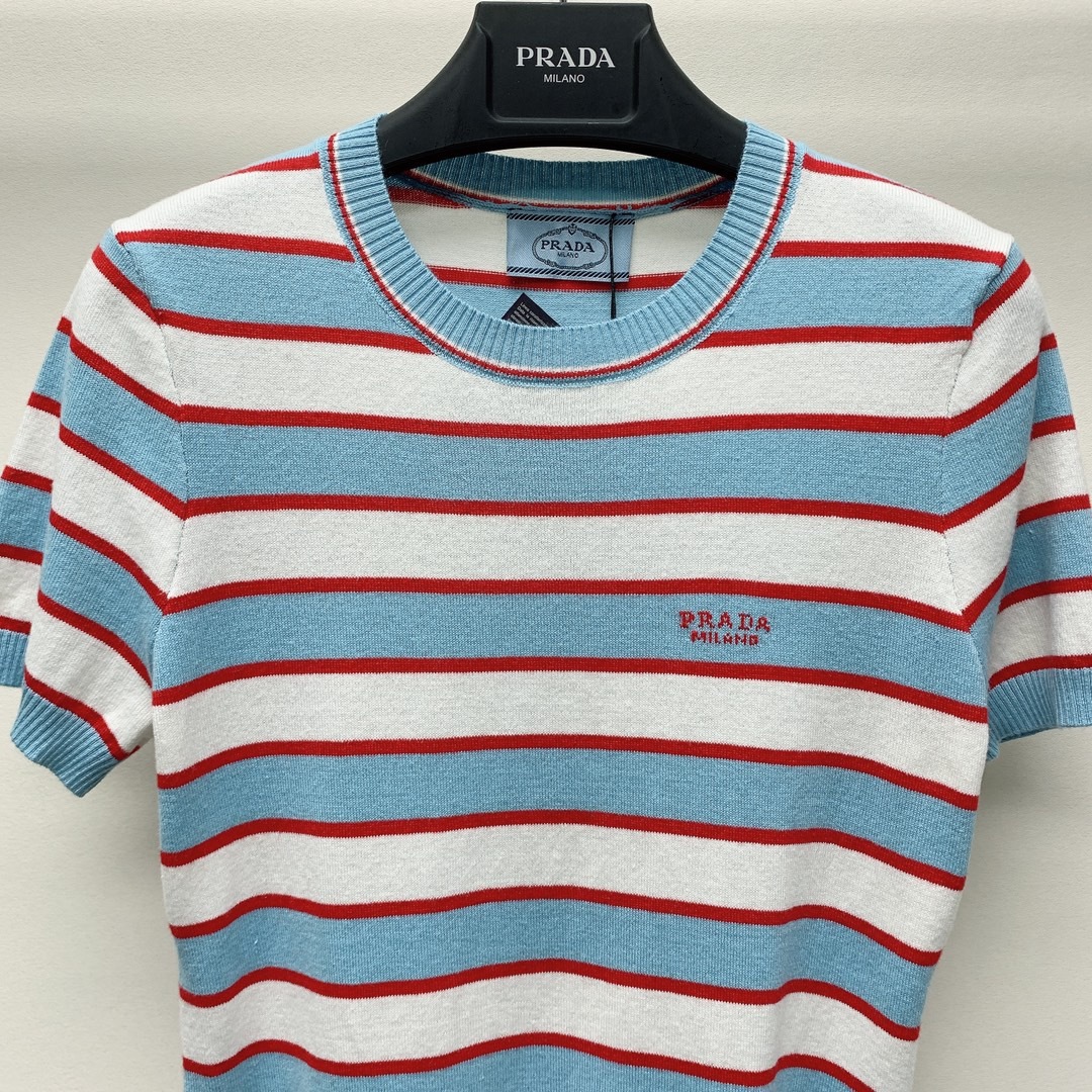 Prada ストライプ コットン クルーネックセーター