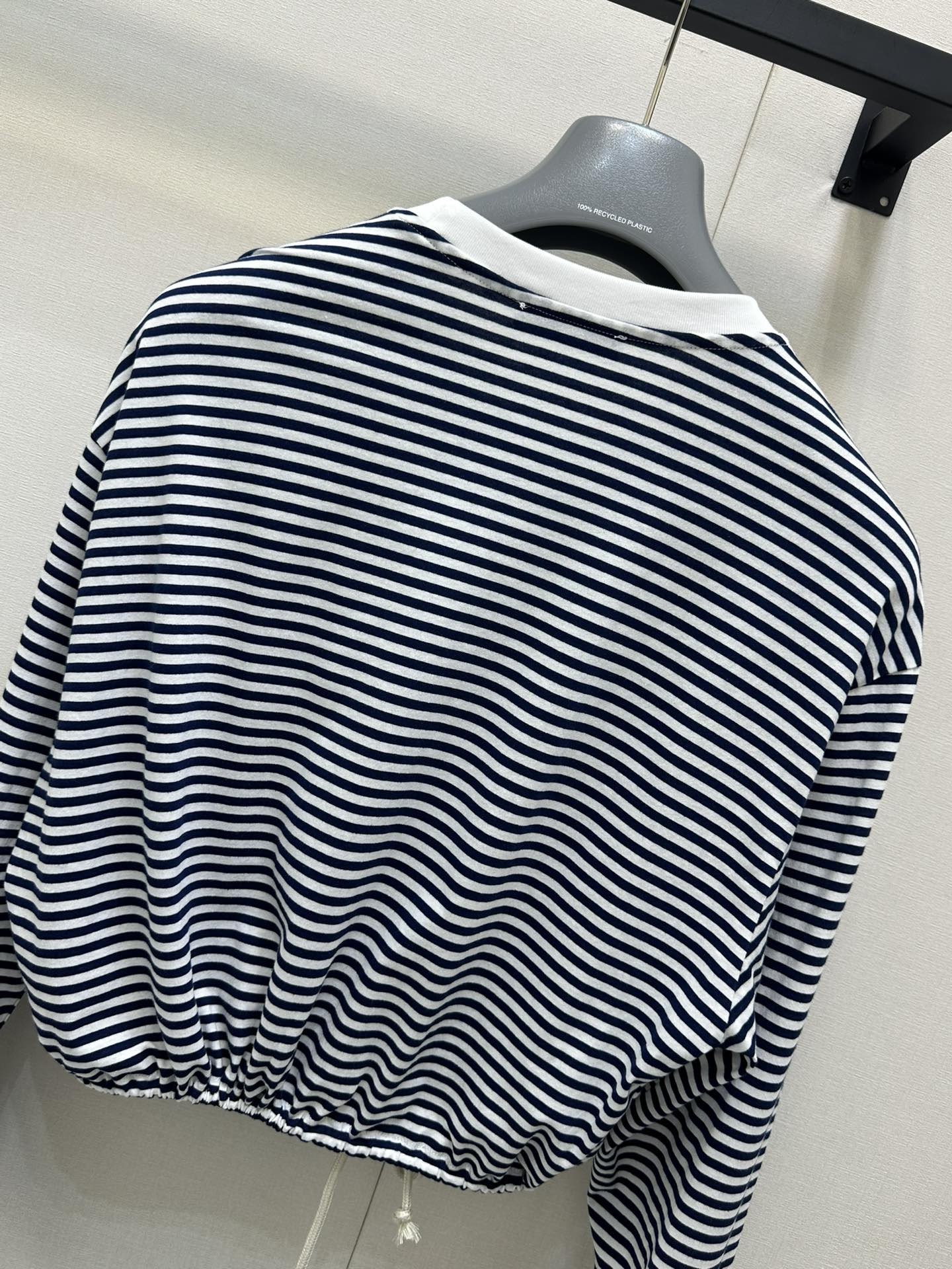 Prada 長袖 ストライプ ジャージー Tシャツ