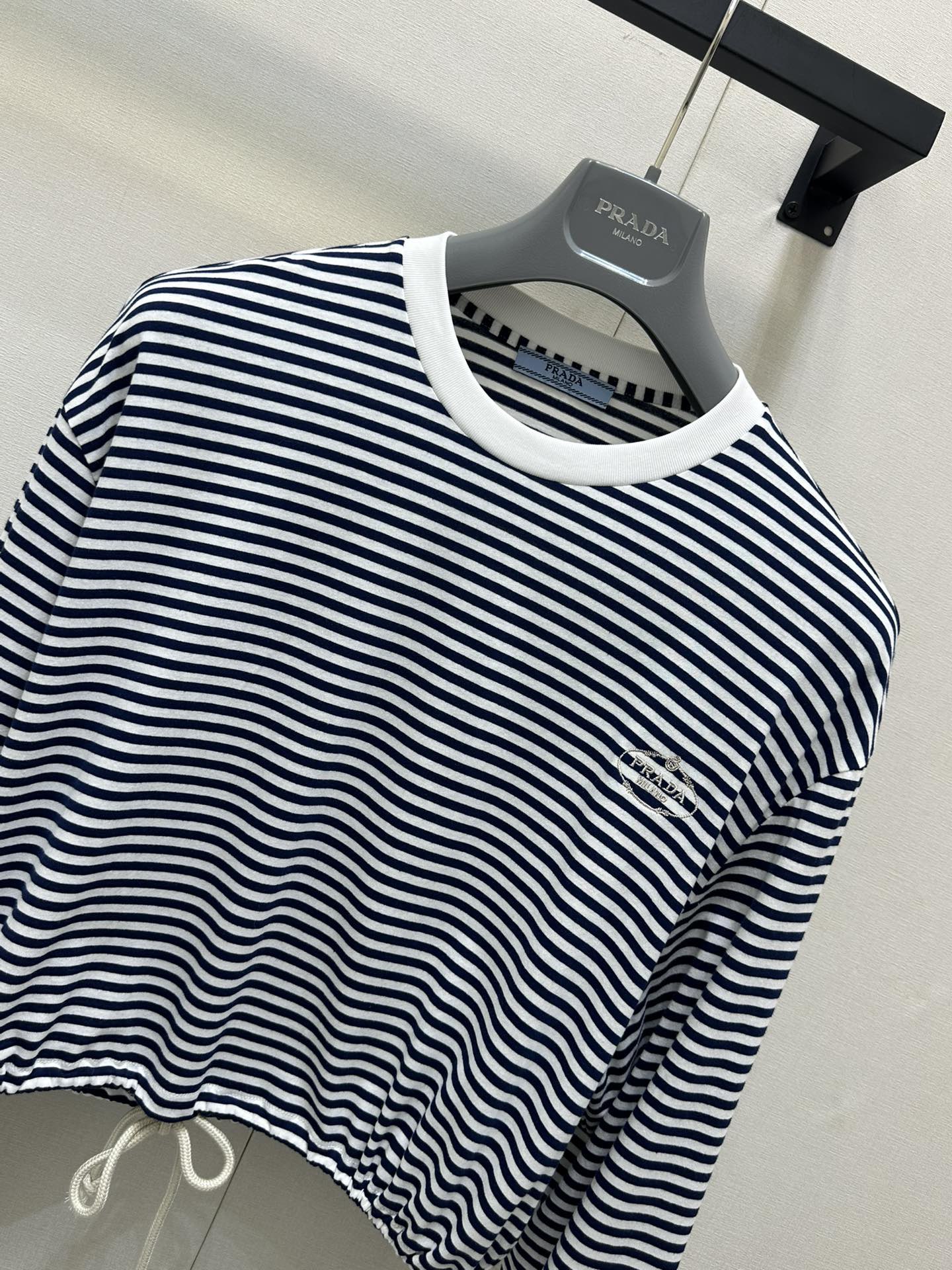 Prada 長袖 ストライプ ジャージー Tシャツ
