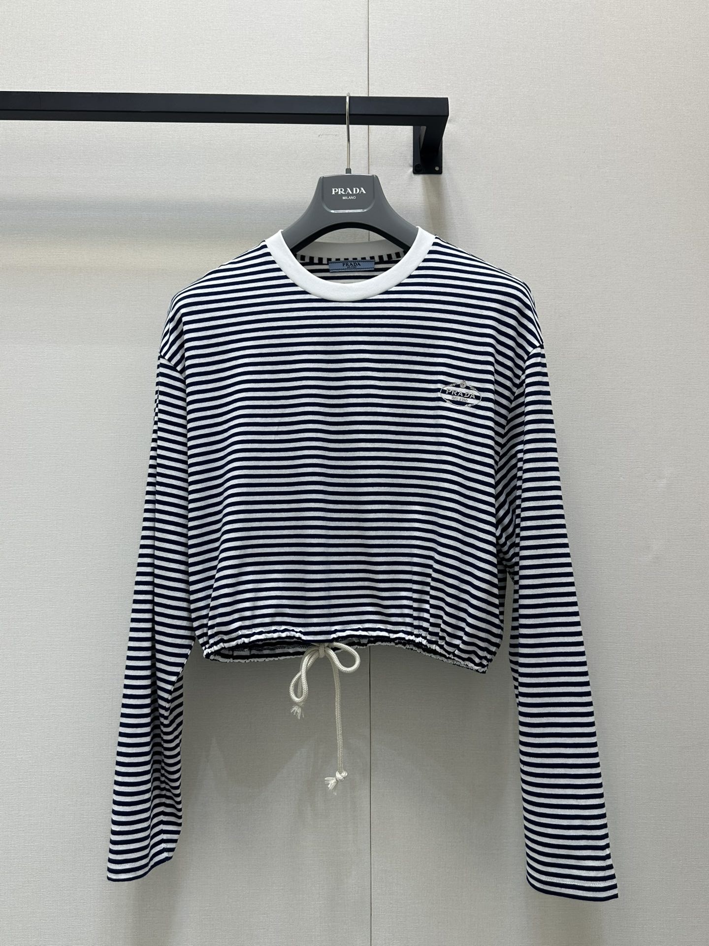 Prada 長袖 ストライプ ジャージー Tシャツ