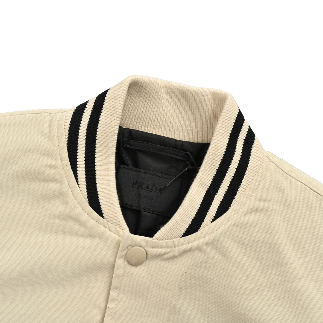 Prada パッチ付 キャンバス ボンバージャケット