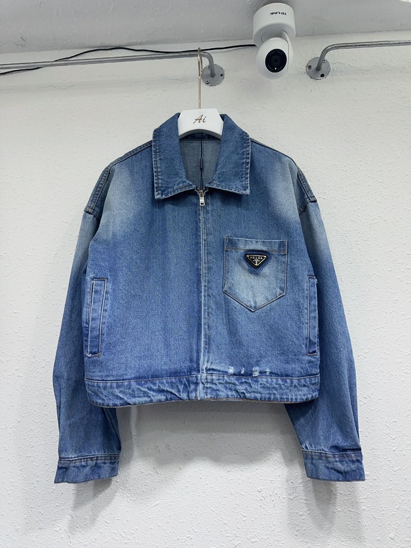 Prada オーガニックデニム クロップド ジャケット