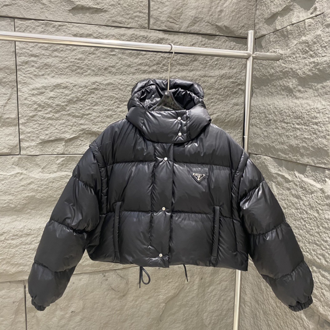 Prada Re-Nylon クロップド コンバーチブル ダウンジャケット