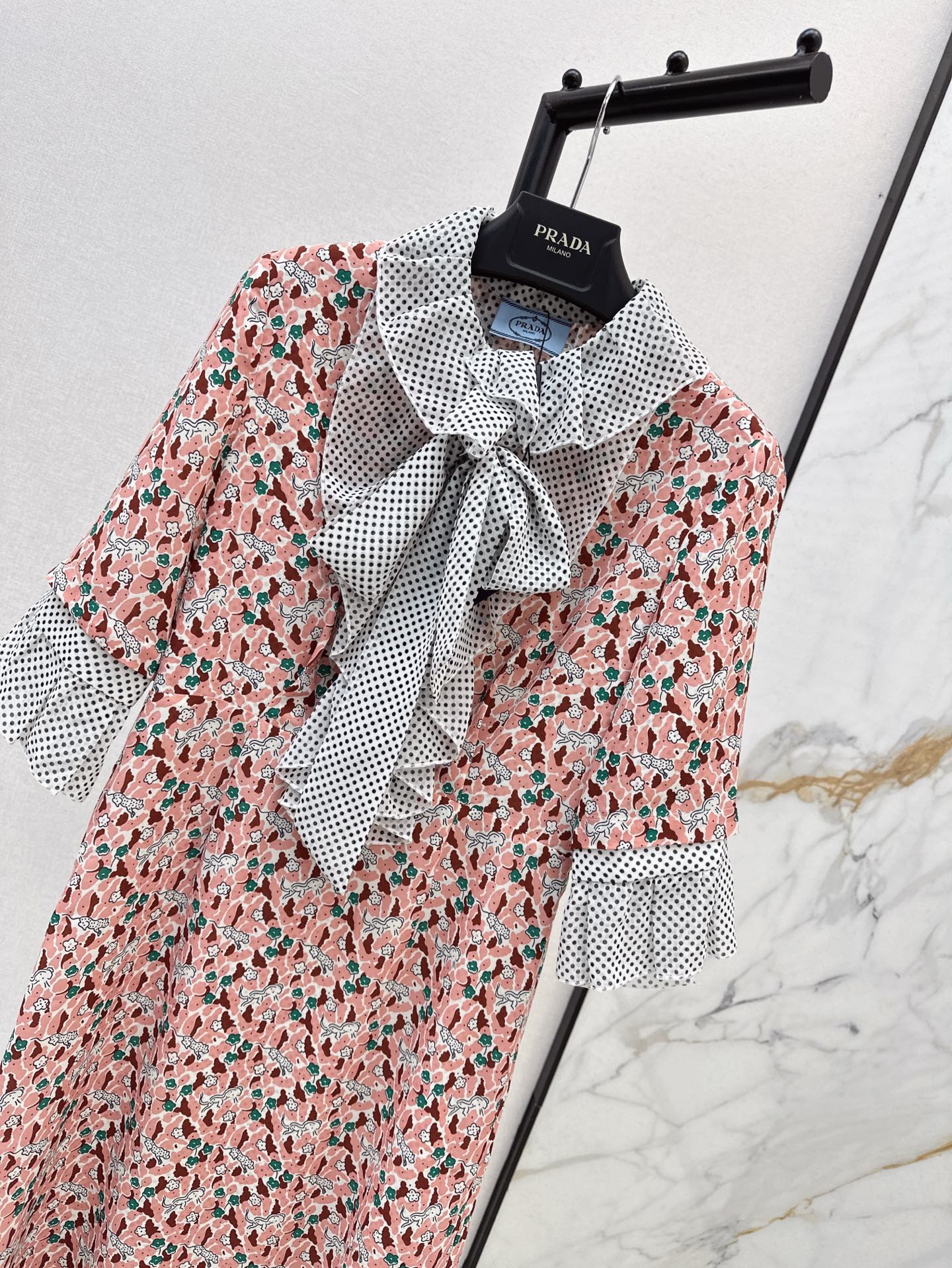 Prada プリント入り ジョーゼット ドレス