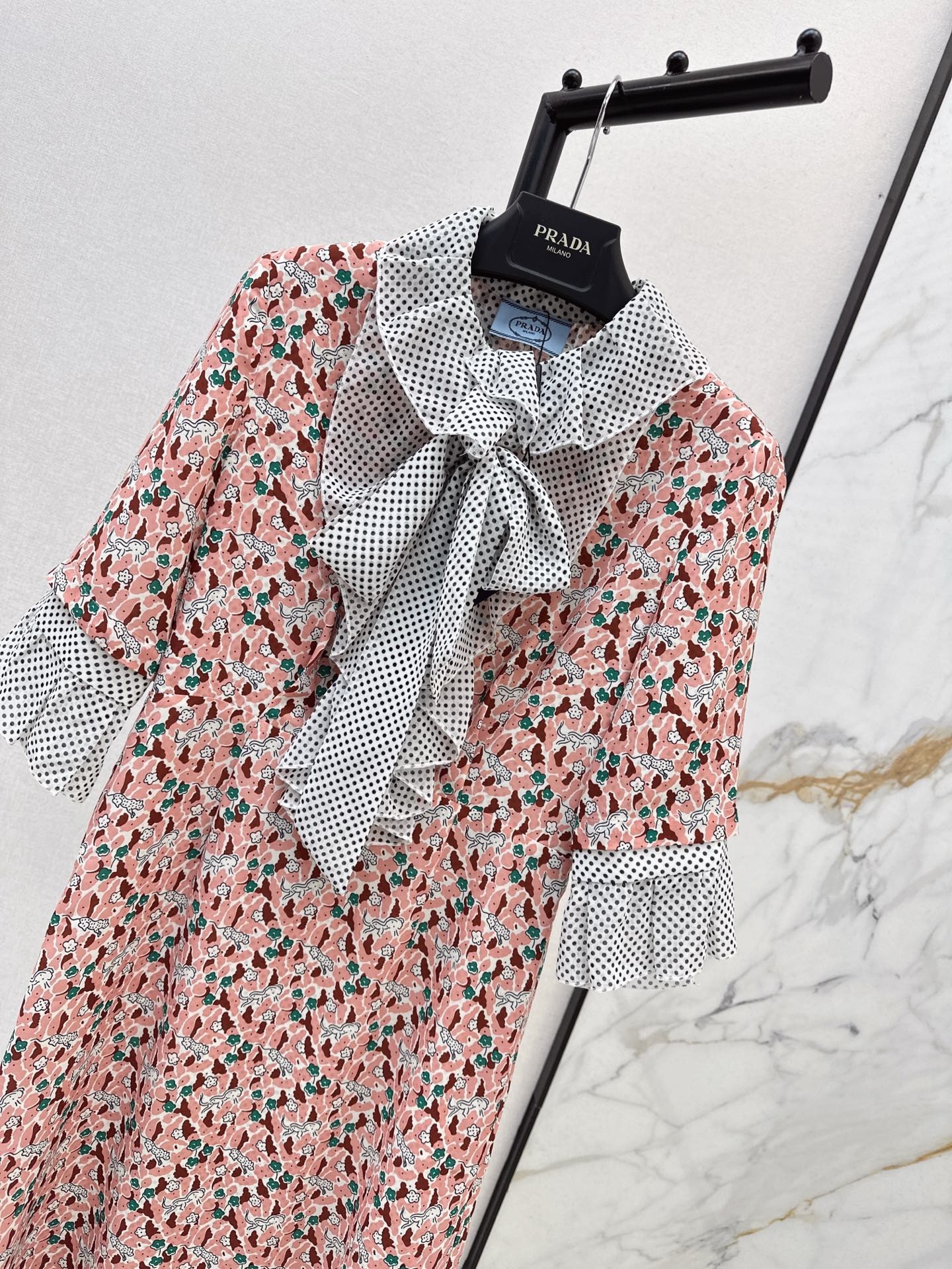 Prada プリント入り ジョーゼット ドレス