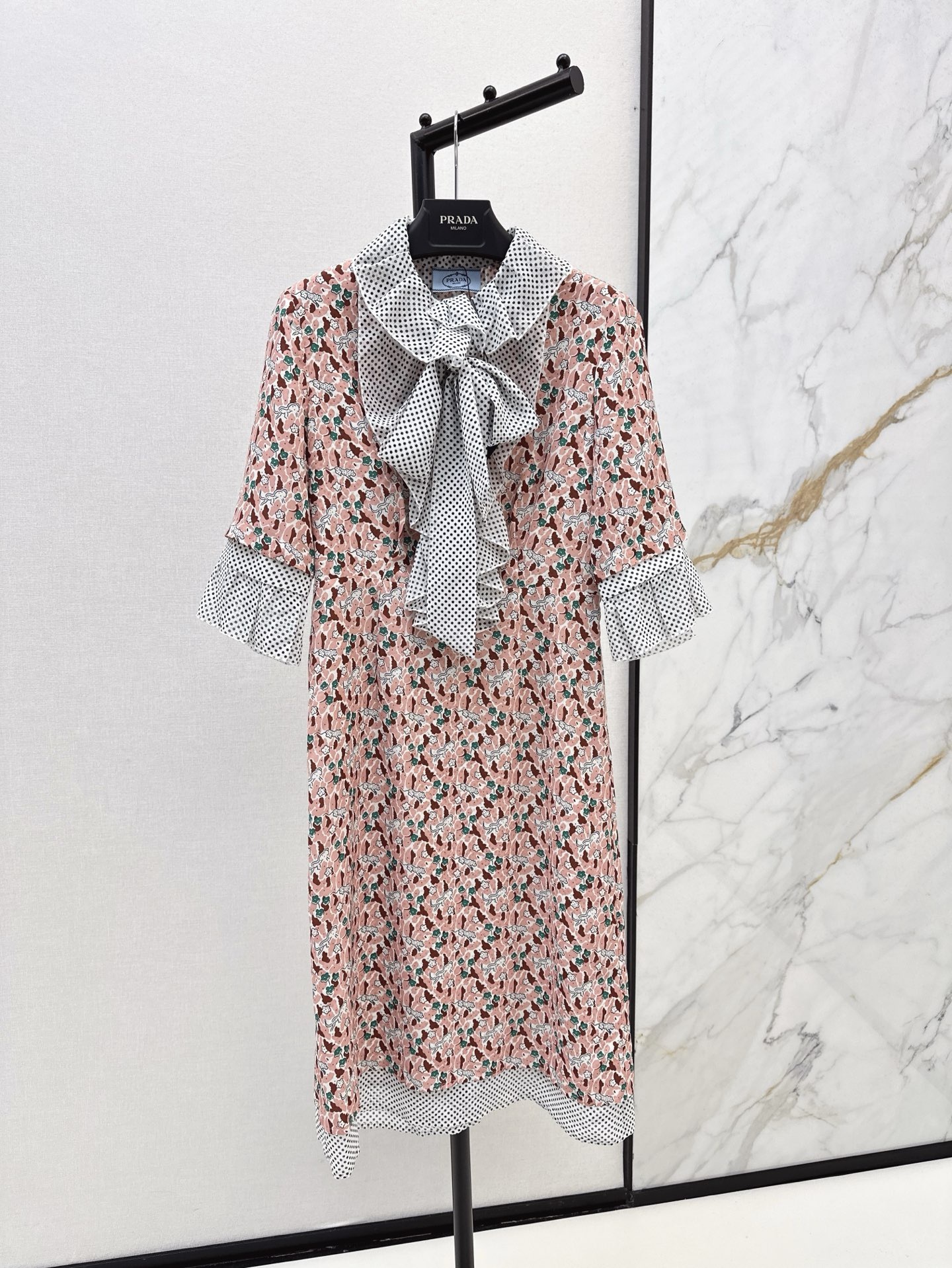 Prada プリント入り ジョーゼット ドレス