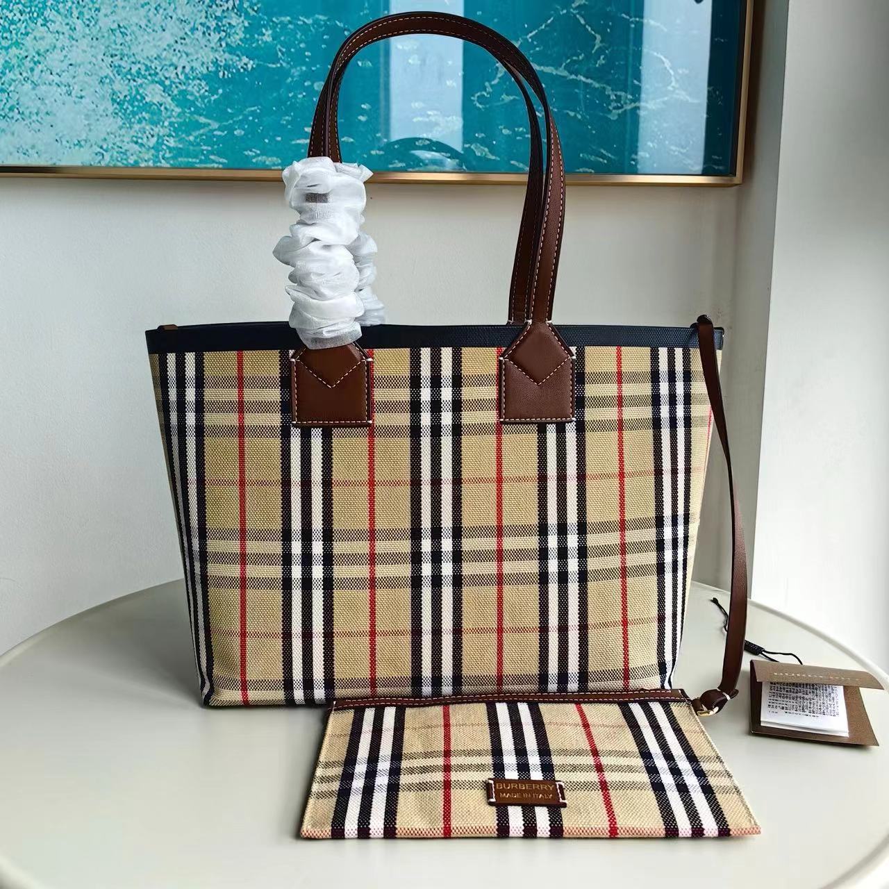 BURBERRY / バーバリー ◆ロンドン スモール トートバッグ ベージュ チェック