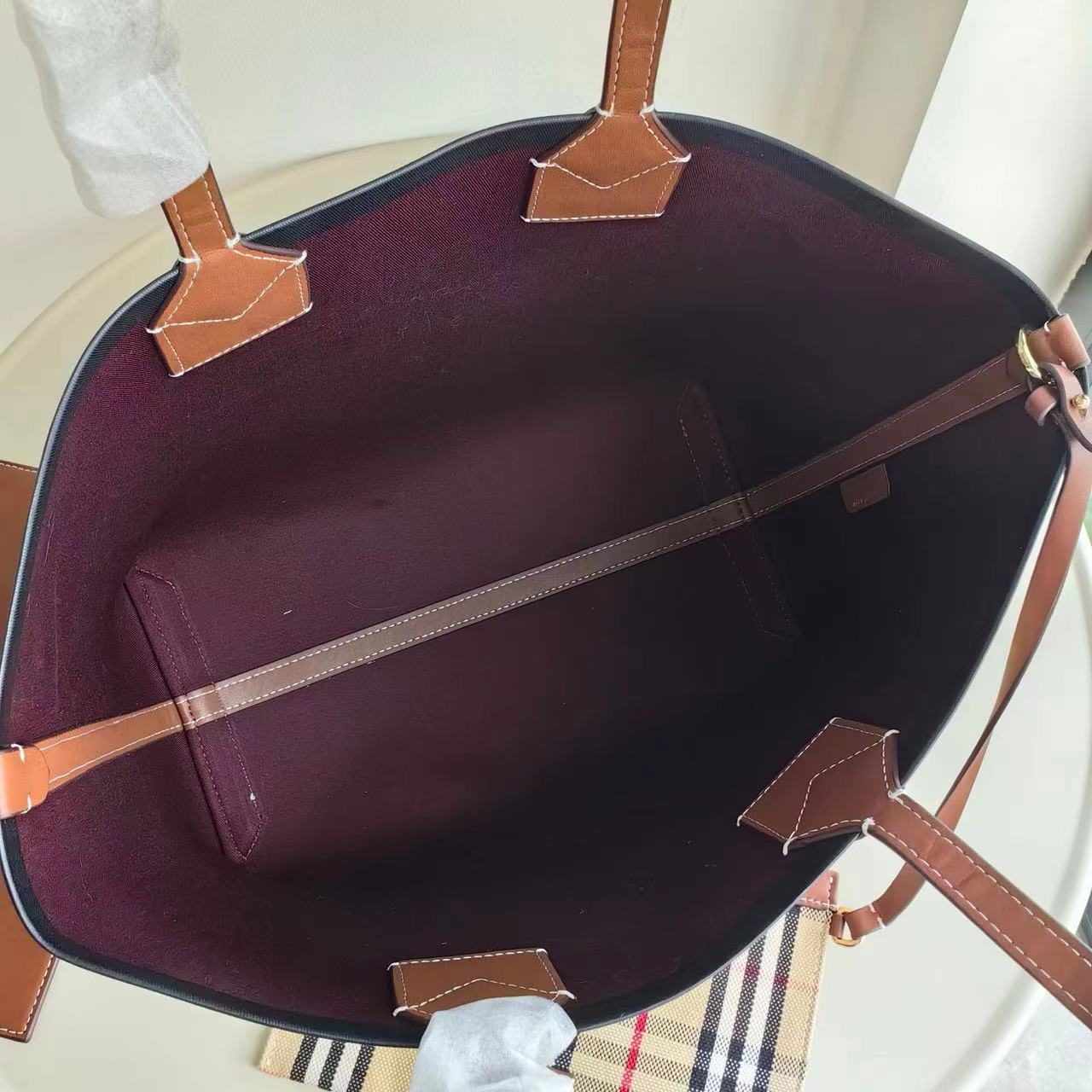 BURBERRY / バーバリー ◆ロンドン スモール トートバッグ ベージュ チェック