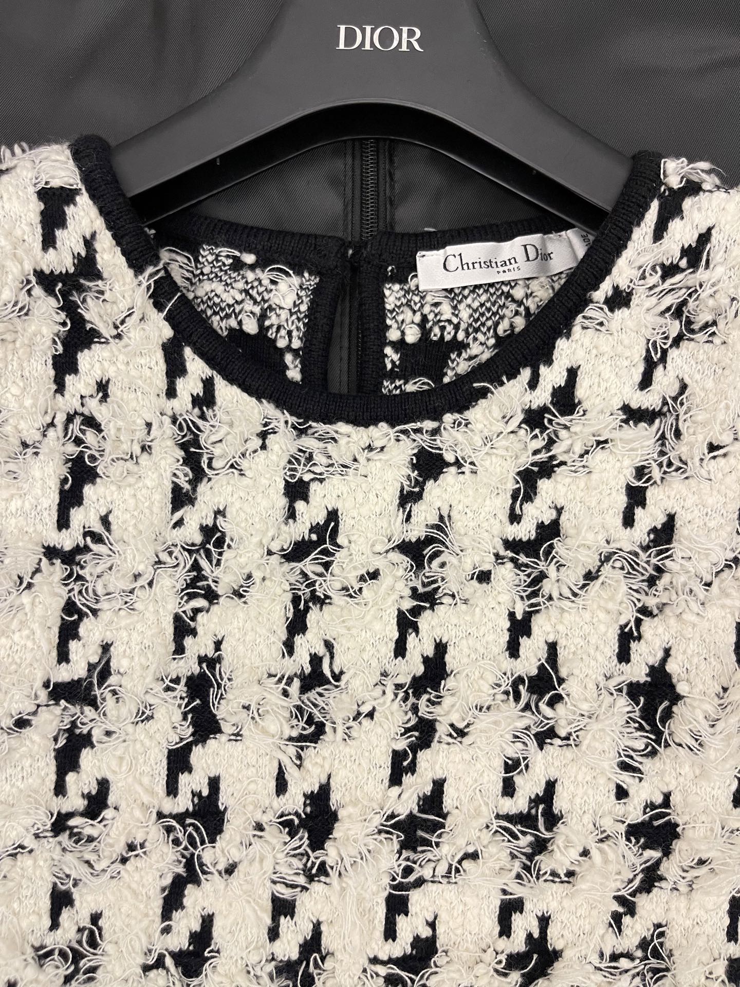 DIOR チュニック ハウンドトゥース ウール & コットン ブレンド フィルクーペ ニット