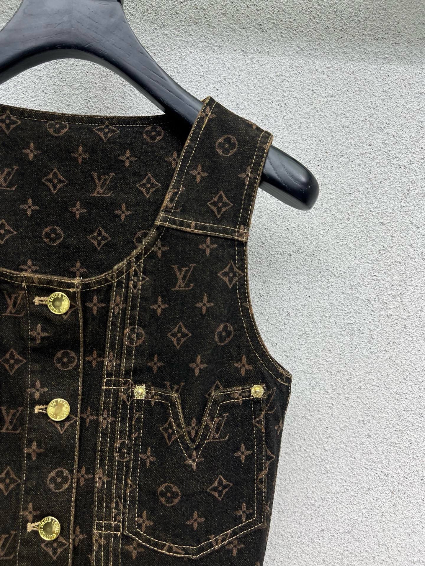 Louis vuitton モノグラムデニムボタン フロントドレス