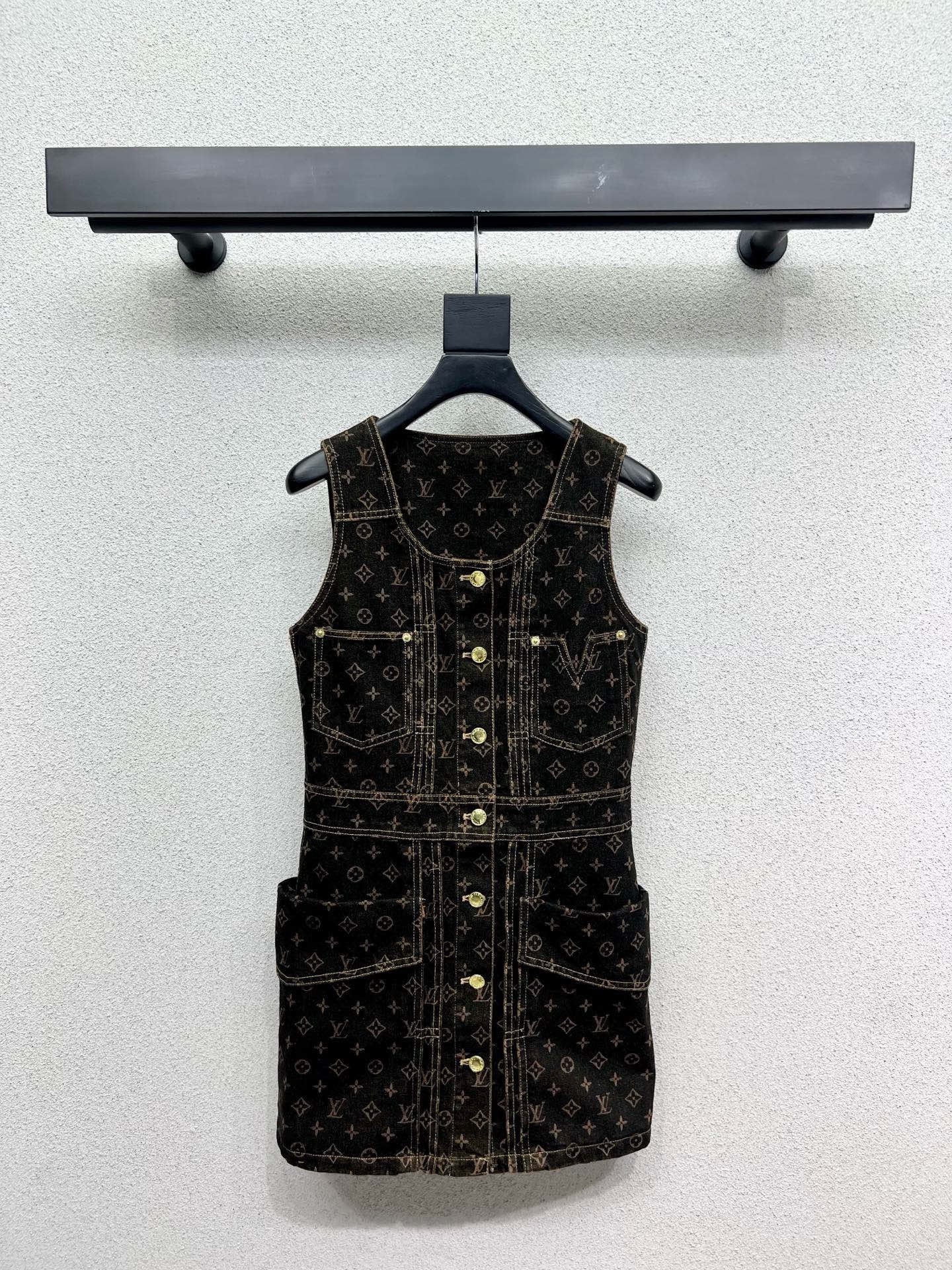 Louis vuitton モノグラムデニムボタン フロントドレス