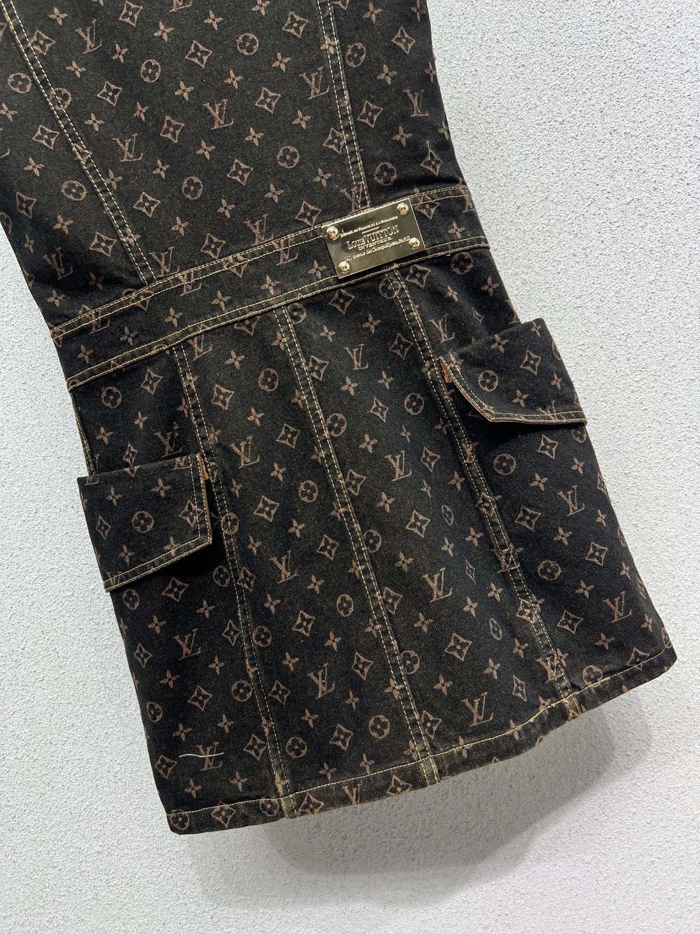 Louis vuitton モノグラムデニムボタン フロントドレス