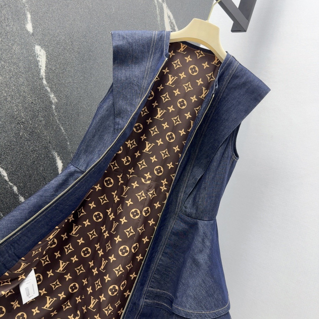 Louis vuitton デニムフリルドレス