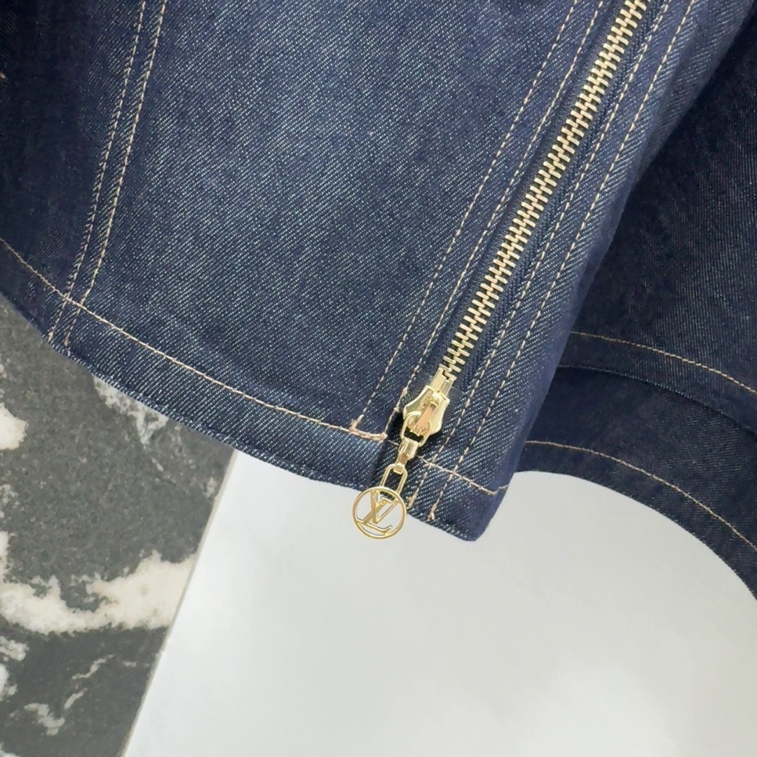 Louis vuitton デニムフリル バイカージャケット