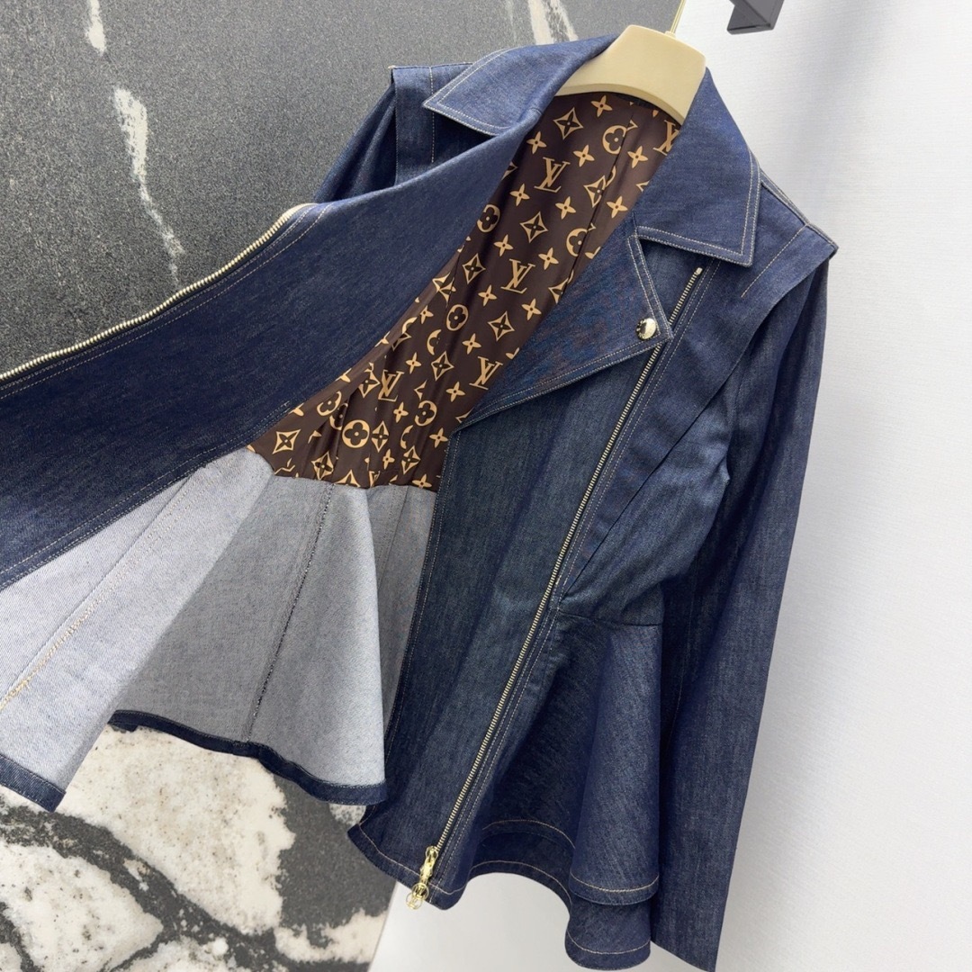 Louis vuitton デニムフリル バイカージャケット