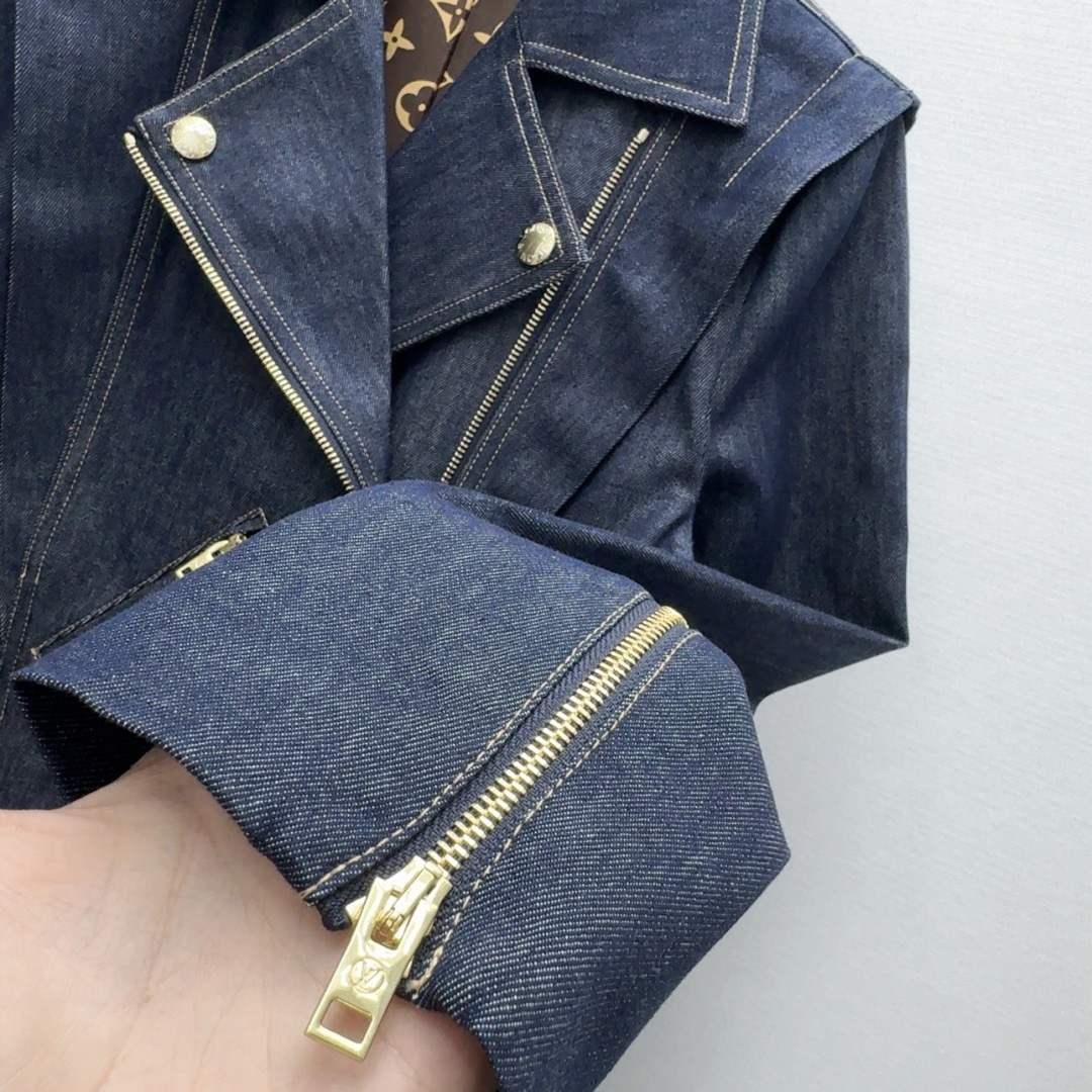 Louis vuitton デニムフリル バイカージャケット