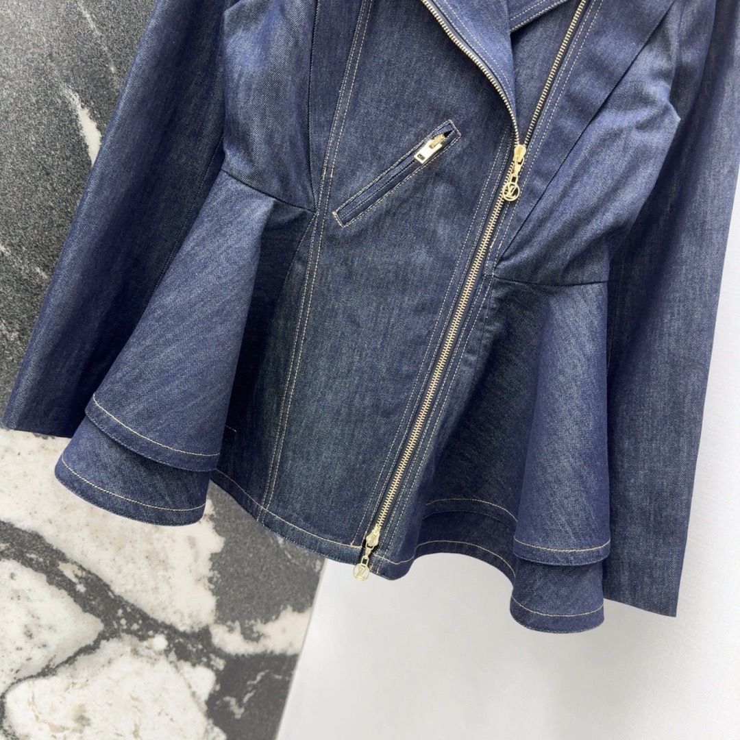 Louis vuitton デニムフリル バイカージャケット
