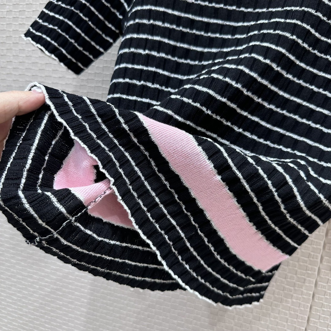 CHANEL/シャネル トップス ボーダー 半袖 Tシャツ