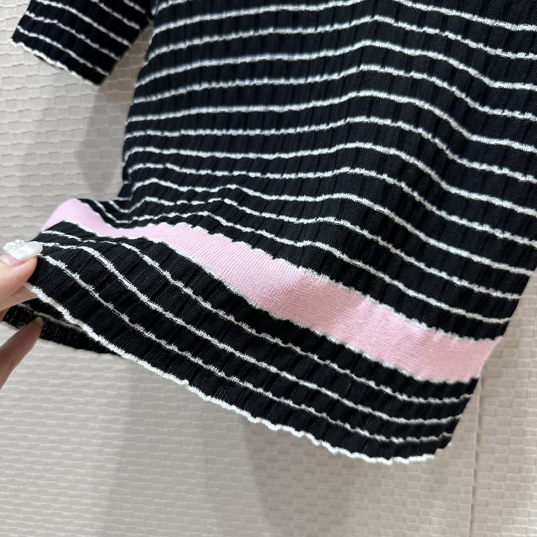 CHANEL/シャネル トップス ボーダー 半袖 Tシャツ