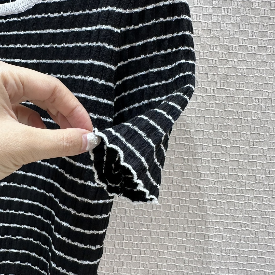 CHANEL/シャネル トップス ボーダー 半袖 Tシャツ