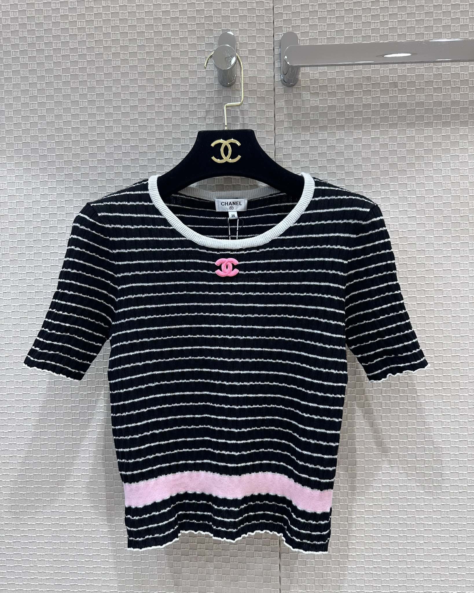 CHANEL/シャネル トップス ボーダー 半袖 Tシャツ