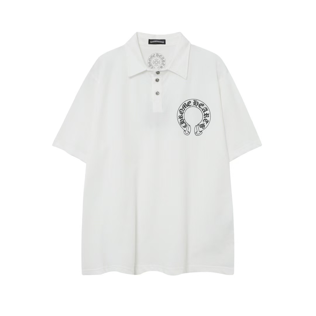 Chrome Hearts　クロムハーツ　高級　ホースシュー　ボタン　ポロシャツ