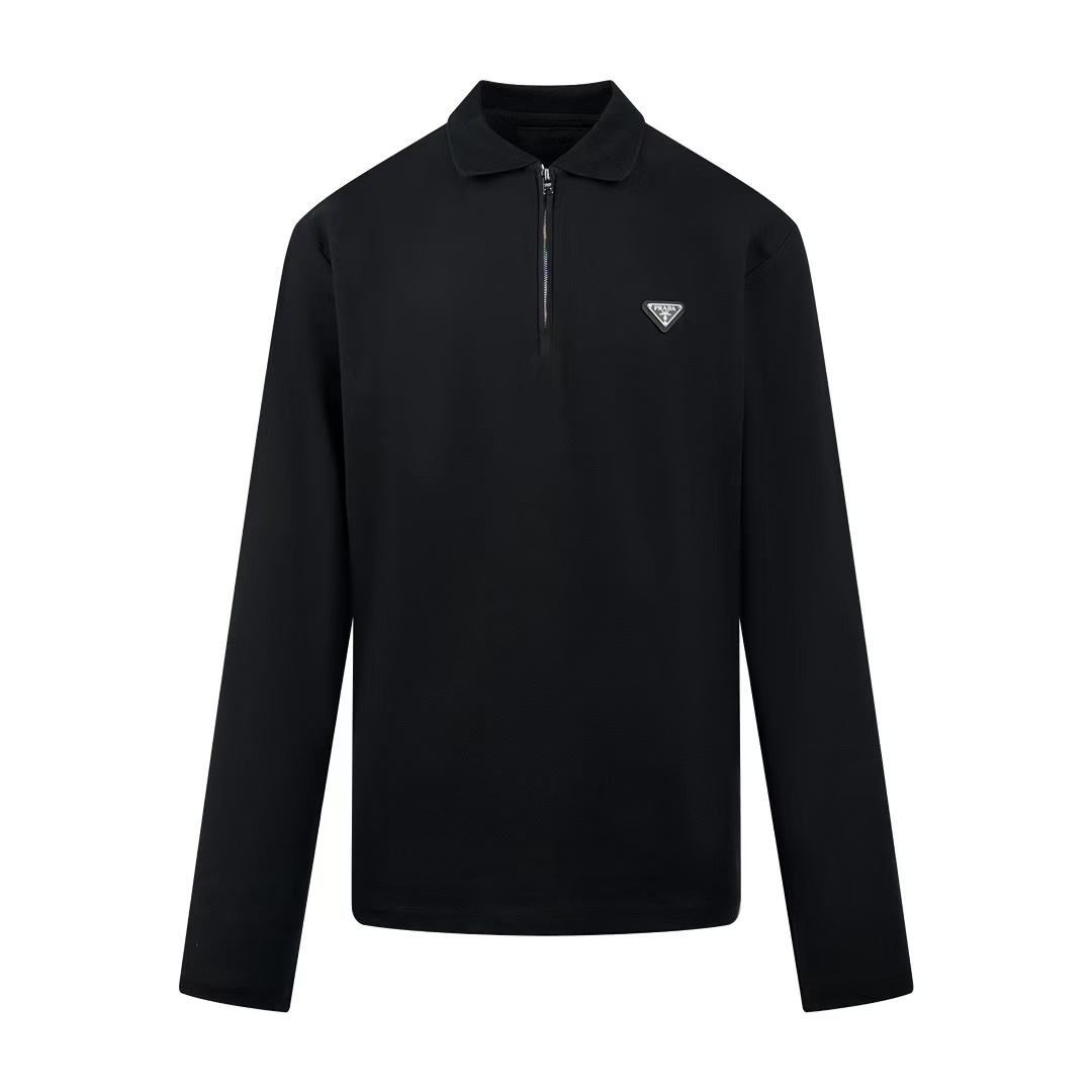 Prada 長袖 ピケx Re-Nylon ポロシャツ