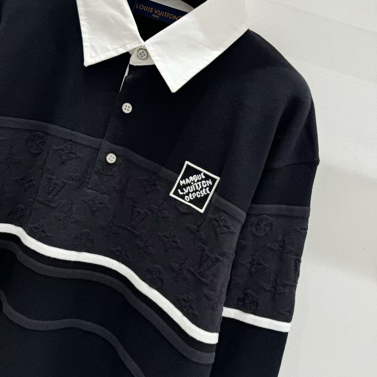 Louis vuitton モノグラム ジャカード ロングスリーブポロシャツ