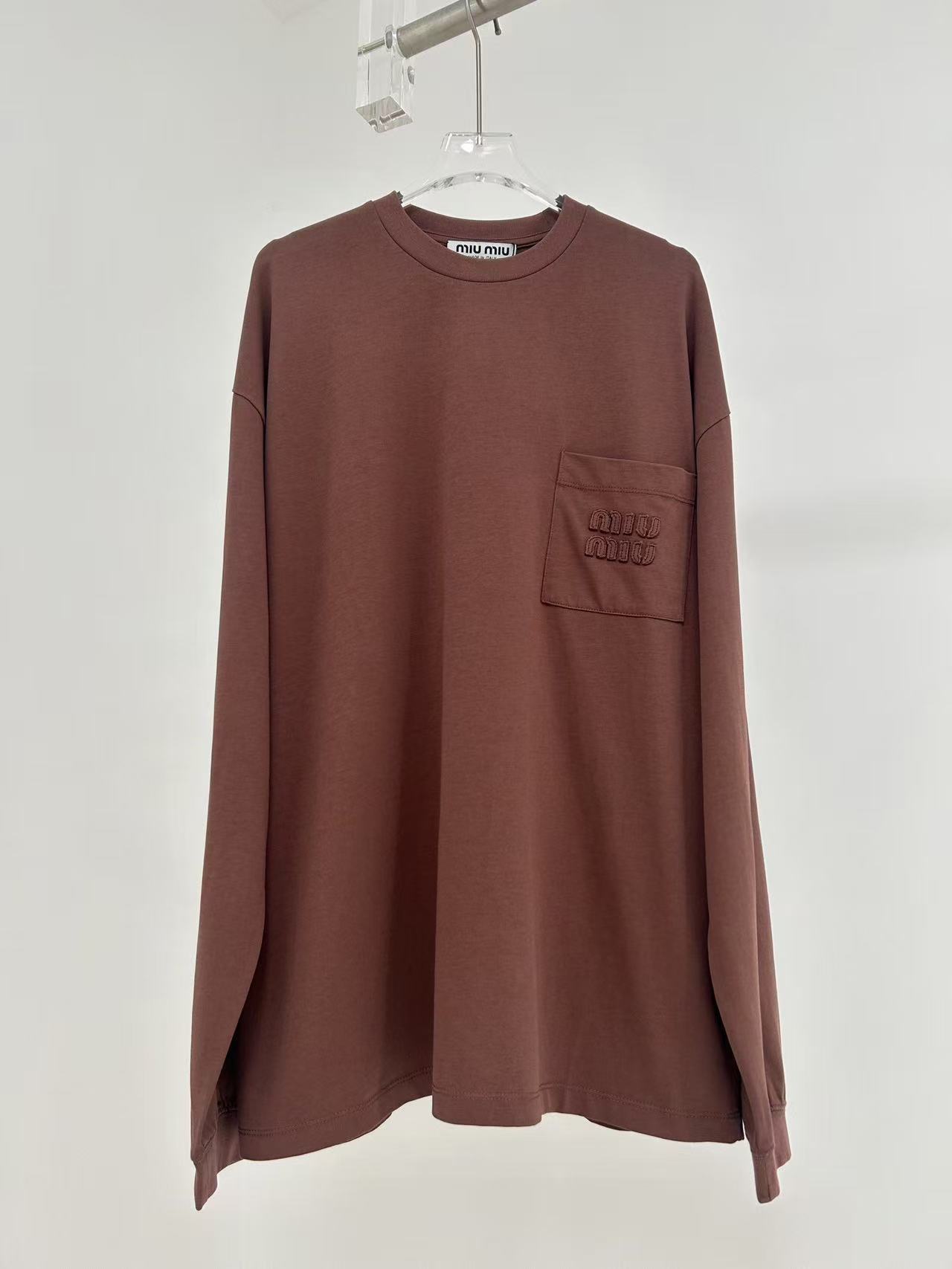 MIUMIU ガーメントダイ ジャージー 長袖Tシャツ