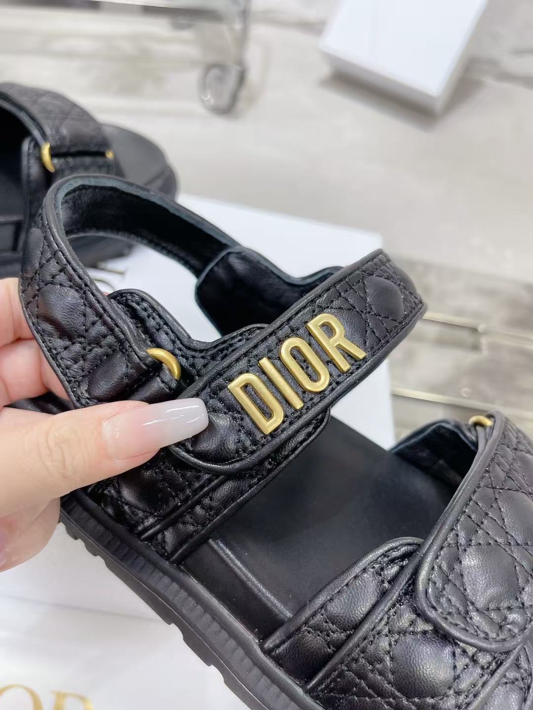 Dioract サンダル カナージュ キルティング カーフスキン