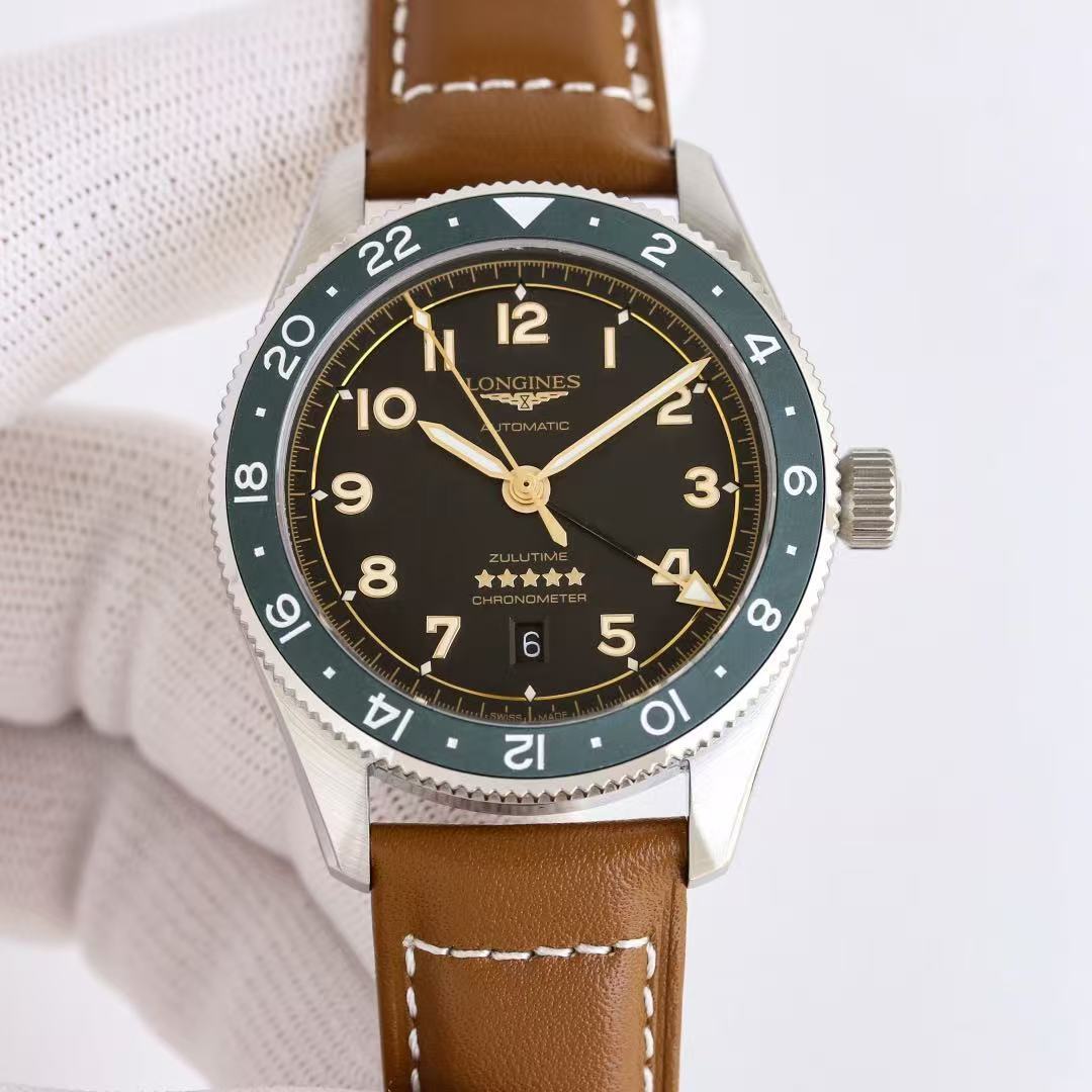 LONGINES  ロンジン  SPIRIT ZULU TIME, L3.812.4.63.2, 自動巻 ウォッチ, Ø 42.00 mm, ステンレススティールとセラミック.