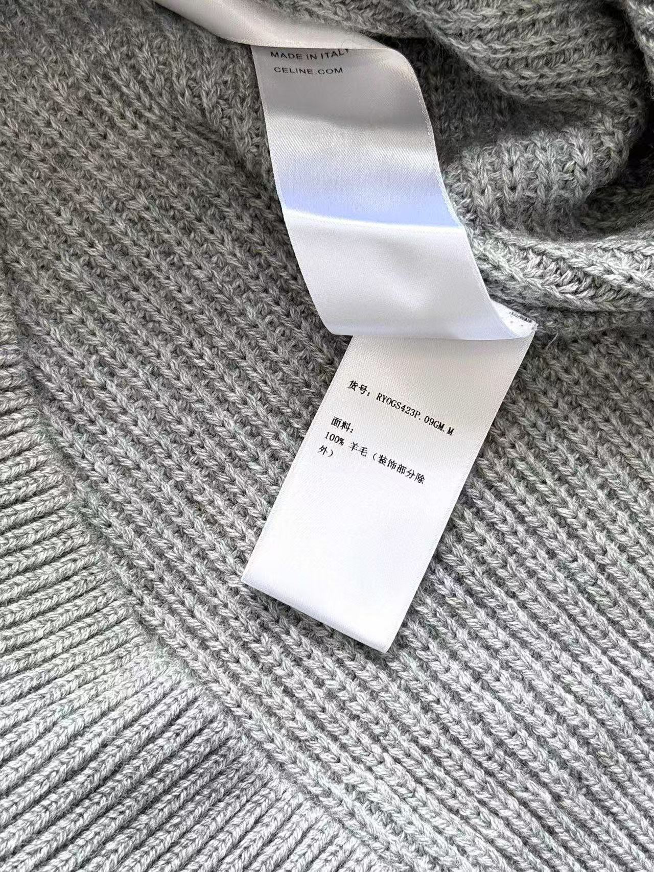 CELINE クルーネックセーター / リブ編みウール