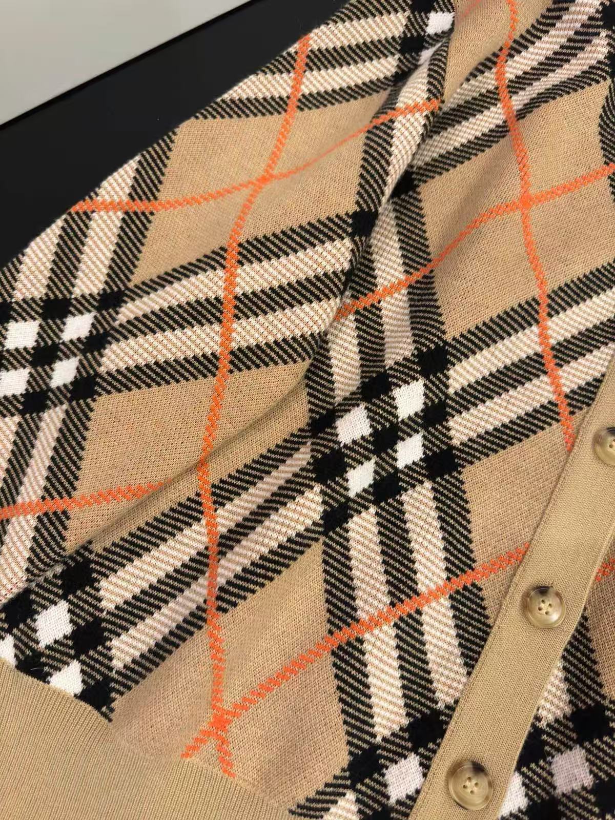 Burberry チェック ウールモヘアブレンド カーディガン