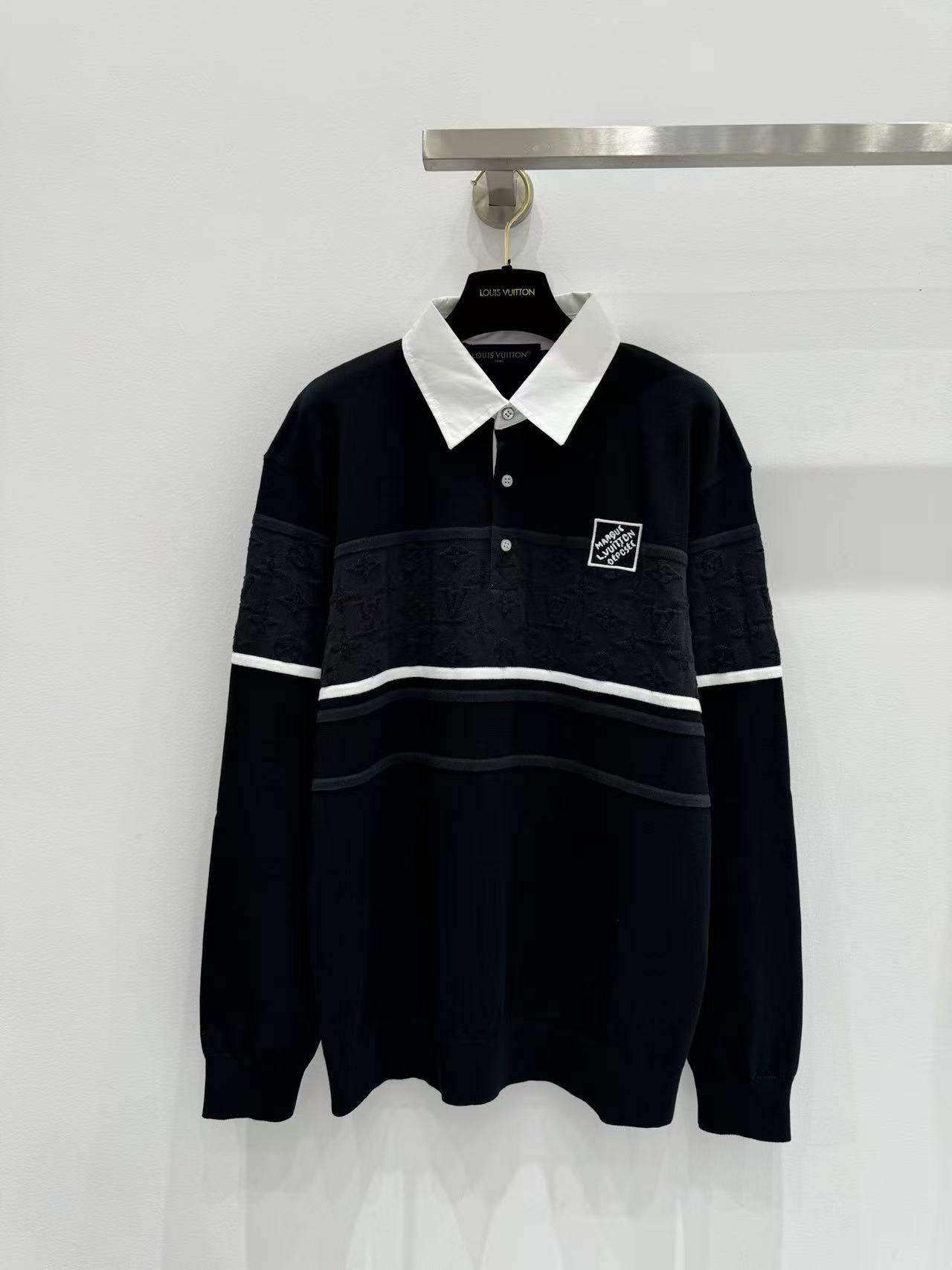 Louis vuitton モノグラム ジャカード ロングスリーブポロシャツ