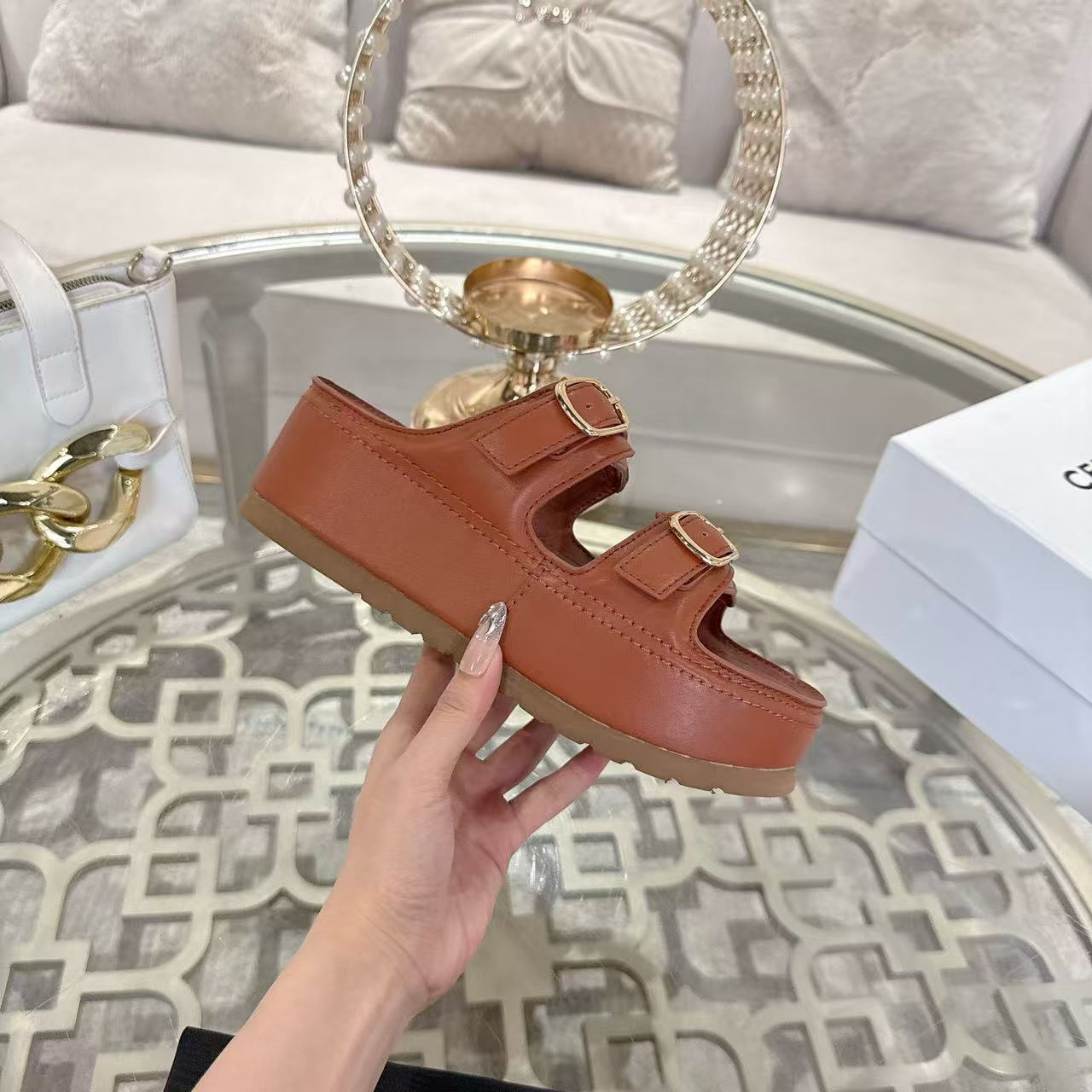 CELINE ポリー ウェッジミュール / カーフスキン