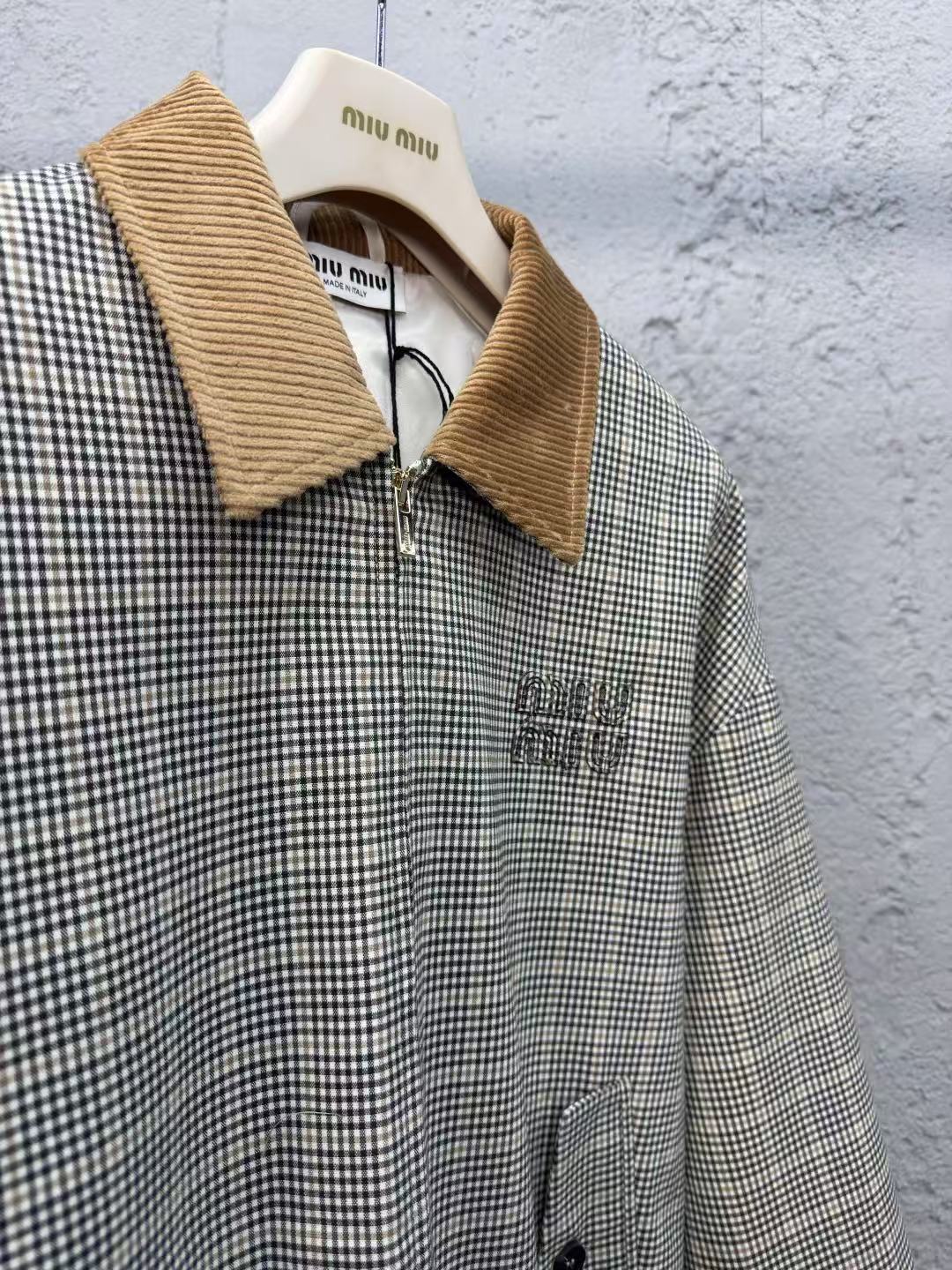 MIUMIU チェック 二重織り ブルゾンジャケット