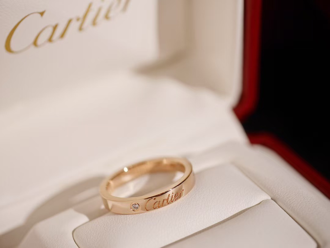 Cartier ドゥ カルティエ ウェディングリング、幅3mm ダイヤモンド1石