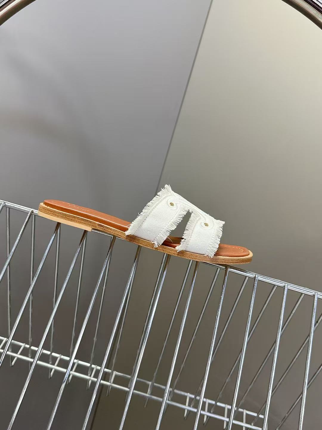 CELINE マリナ ミュール / フリンジ付きキャンバス