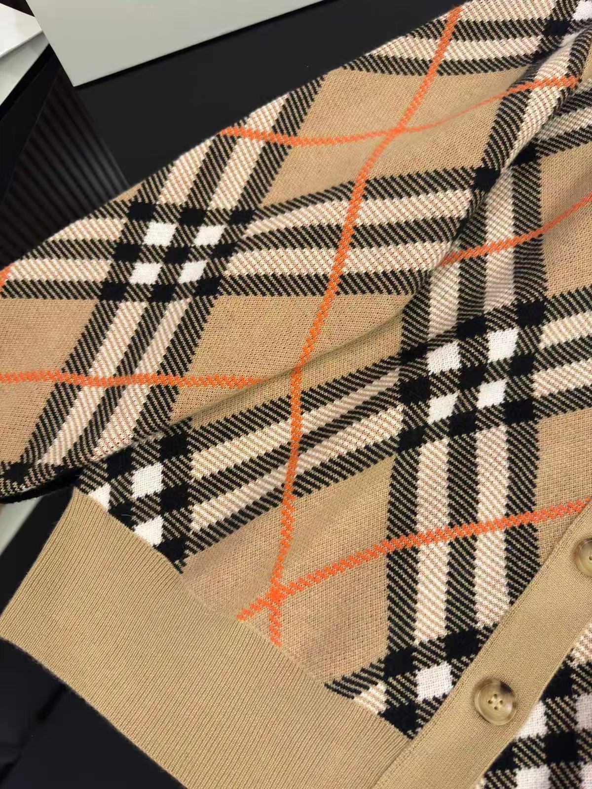 Burberry チェック ウールモヘアブレンド カーディガン