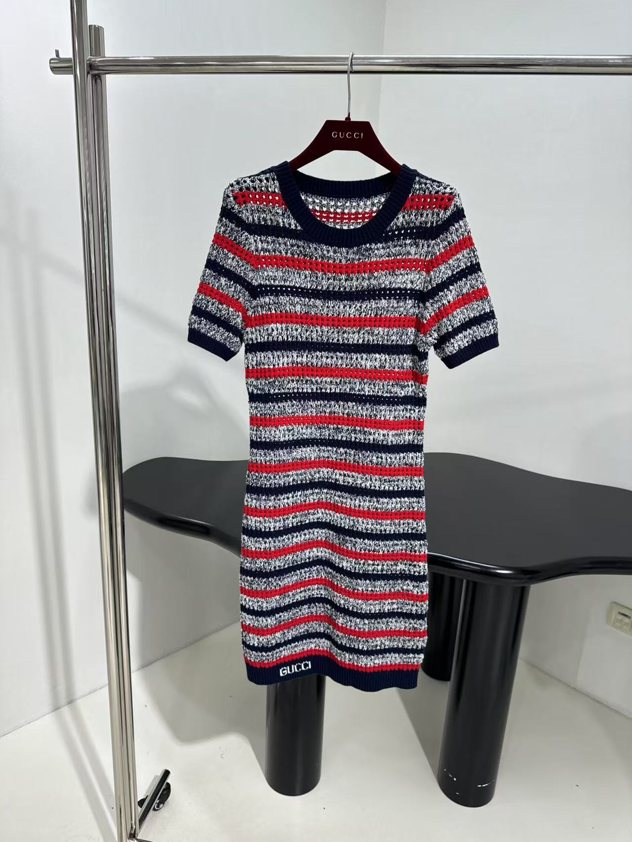 GUCCI ストライプ ファインコットンニット ドレス