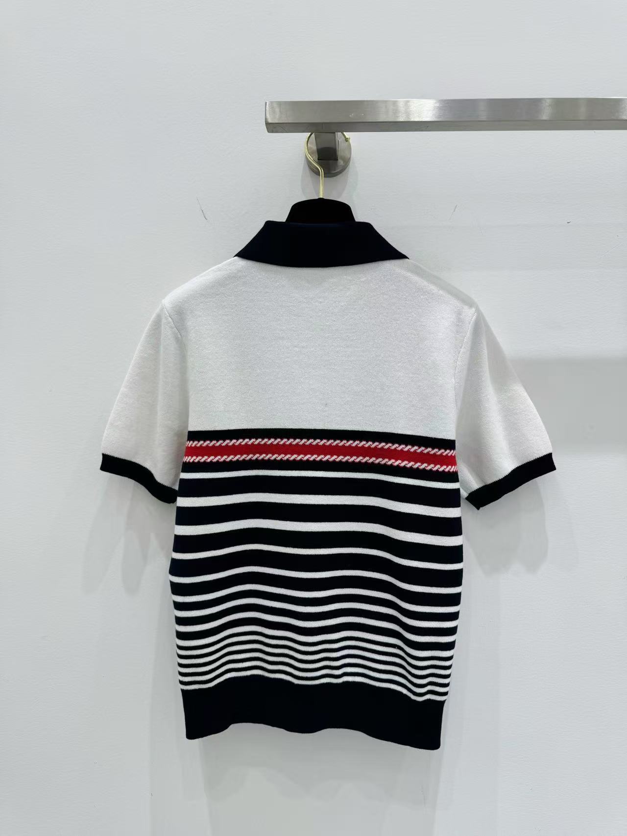 GUCCI インターシャ ステッチ コットン ポロトップ