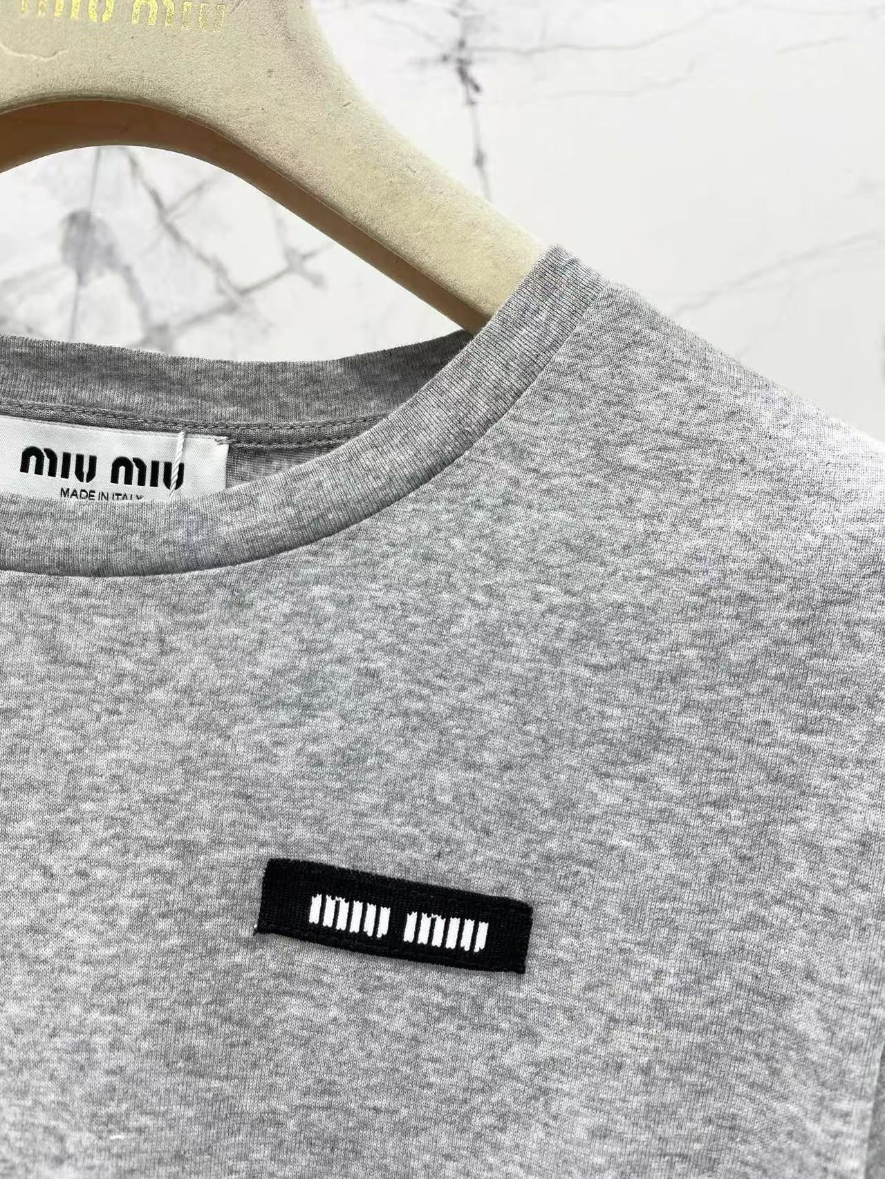 MIUMIU リブ編み ジャージー Tシャツ