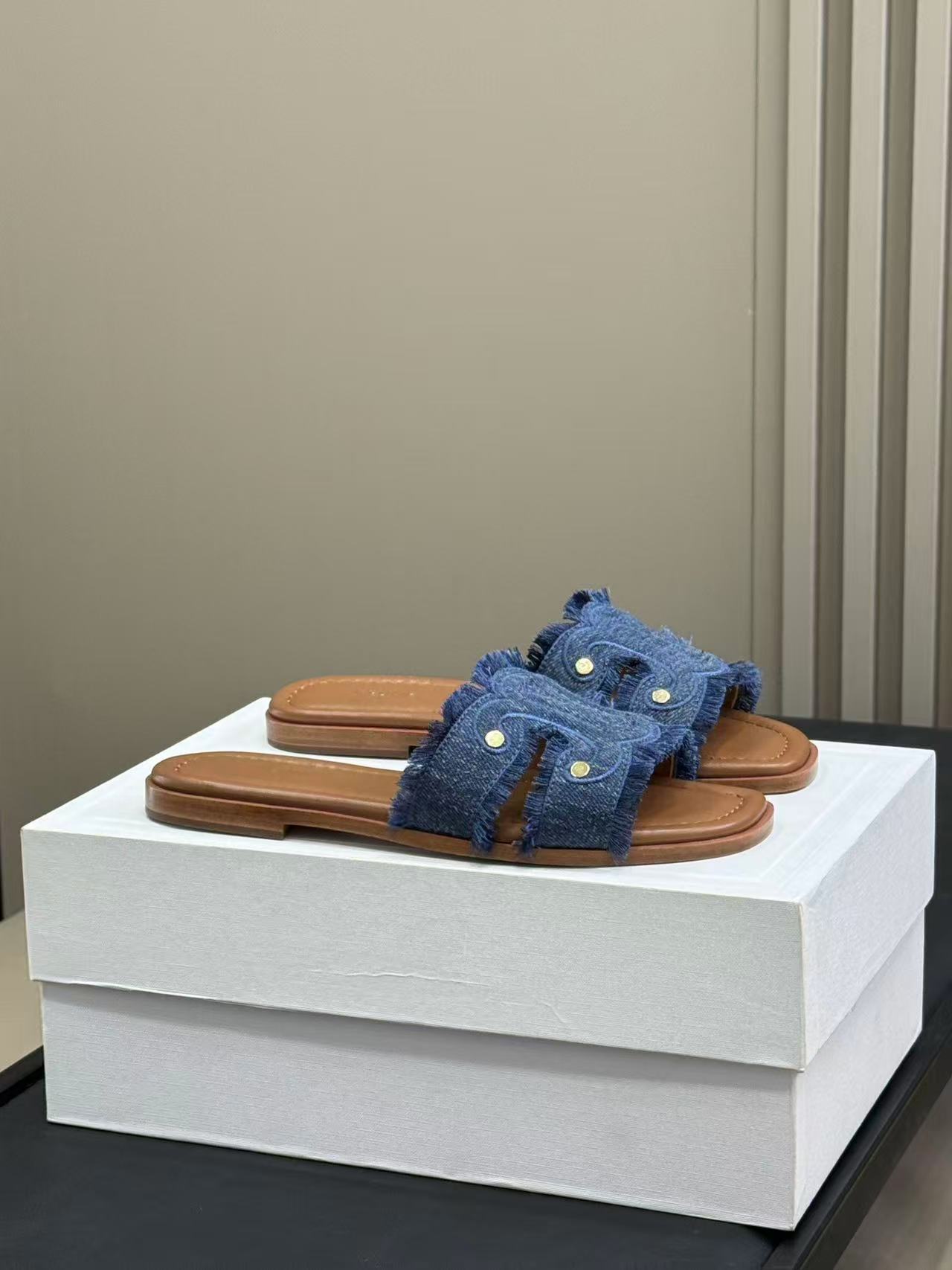 CELINE マリナ フリンジミュール / デニム