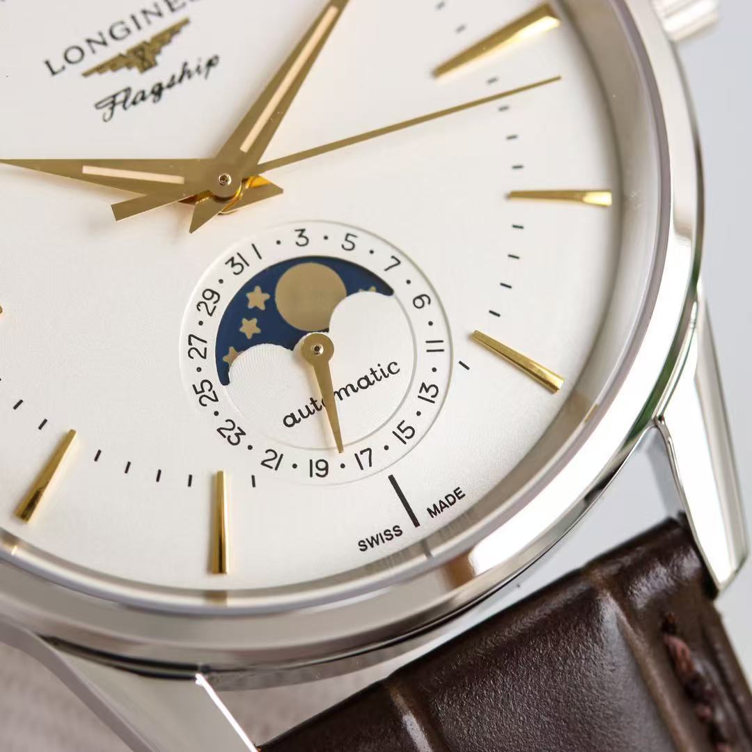 LONGINES  ロンジン  FLAGSHIP HERITAGE MOONPHASE, L4.815.4.78.2, 自動巻 ウォッチ, Ø 38.50 mm, ステンレススティール.