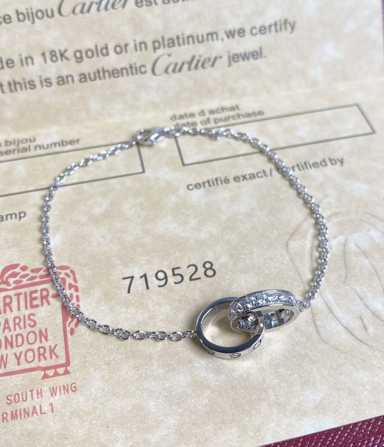 Cartier Love ブレスレット、チェーン、セミパヴェ