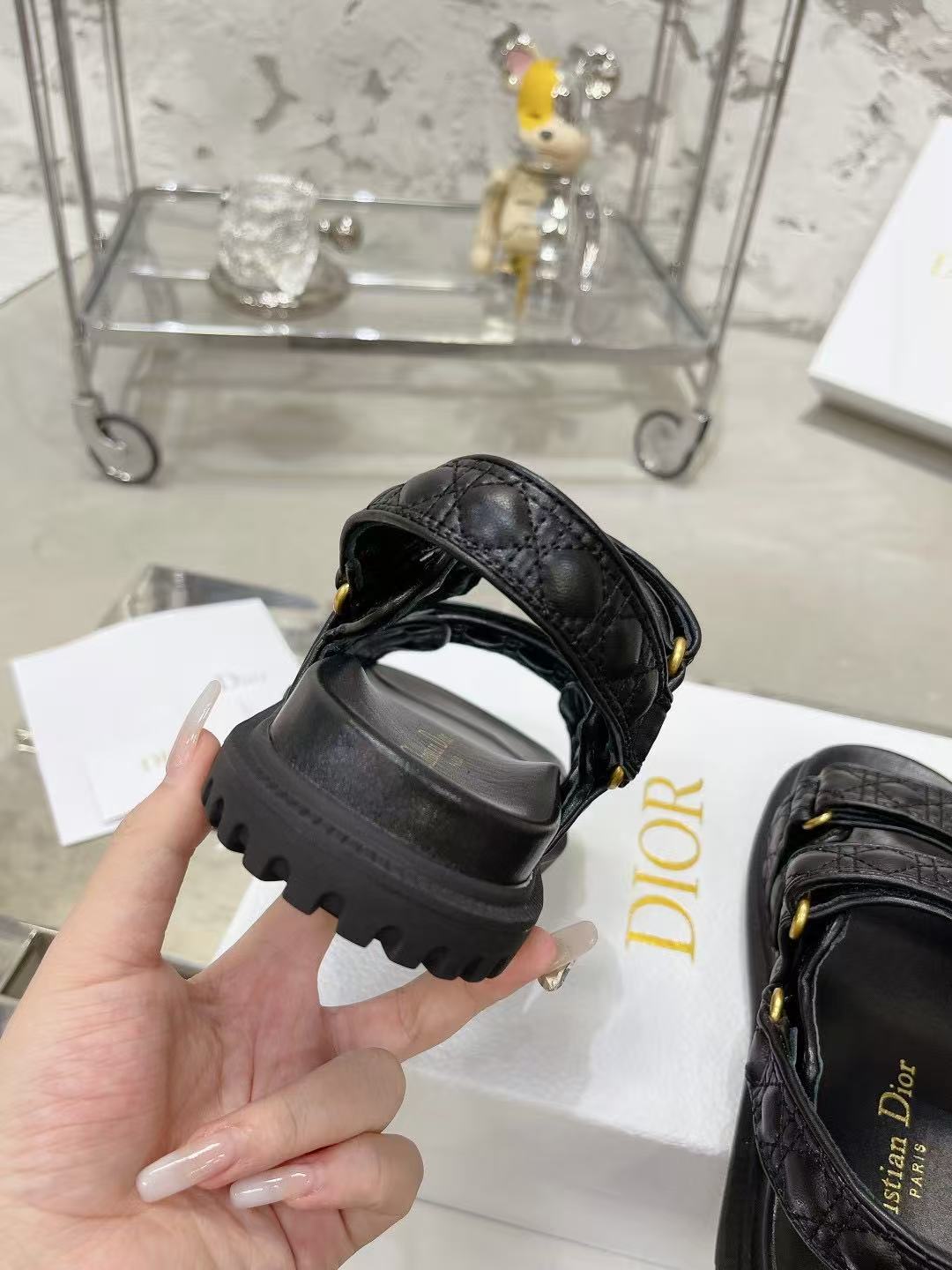 Dioract サンダル カナージュ キルティング カーフスキン