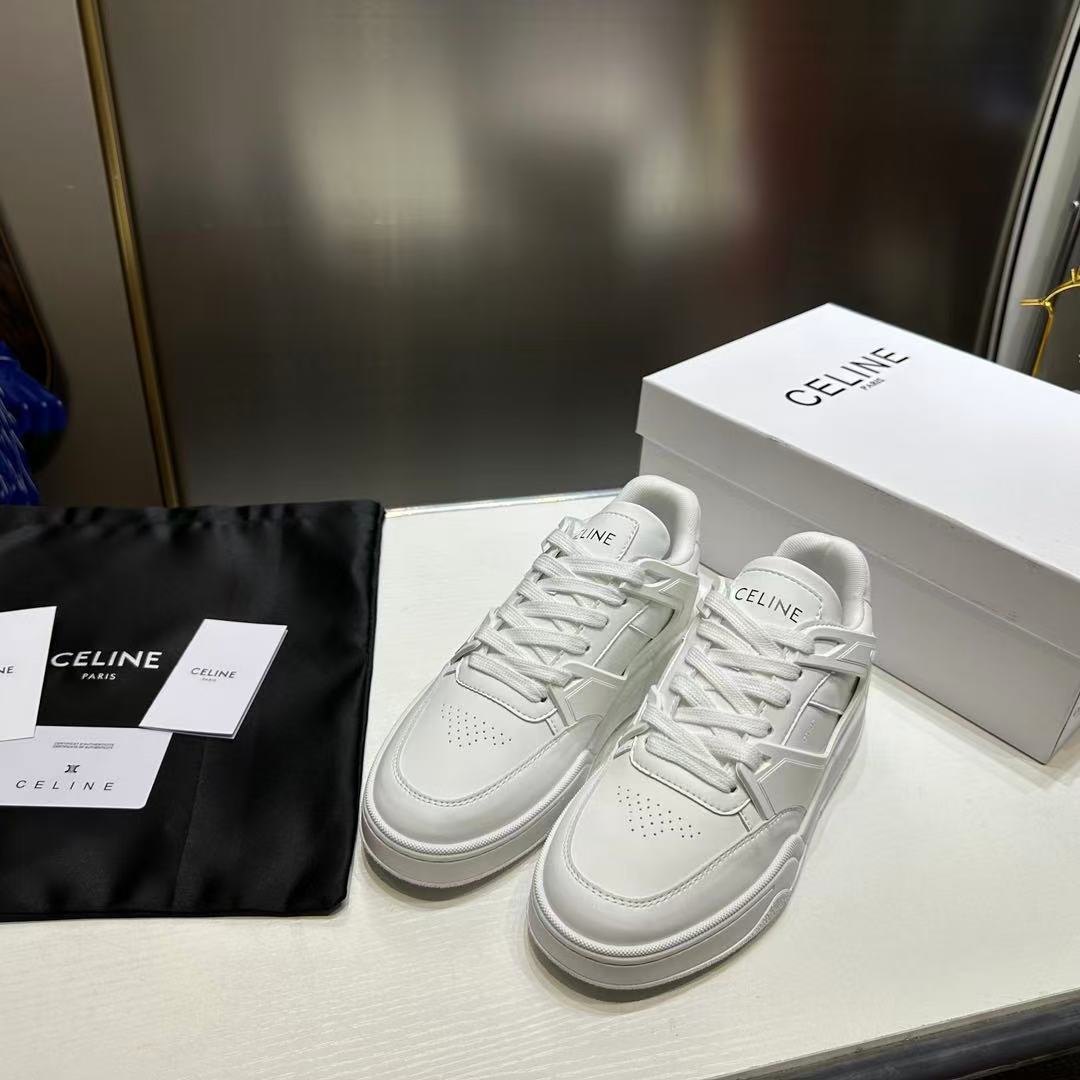 CELINE CT-09 レースアップ ロースニーカー / カーフスキン＆メッシュ