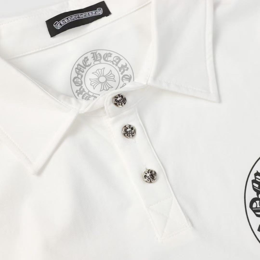 Chrome Hearts　クロムハーツ　高級　ホースシュー　ボタン　ポロシャツ