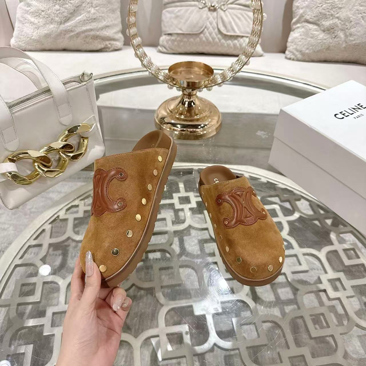 CELINE ピテア クロッグ / スエードカーフスキン